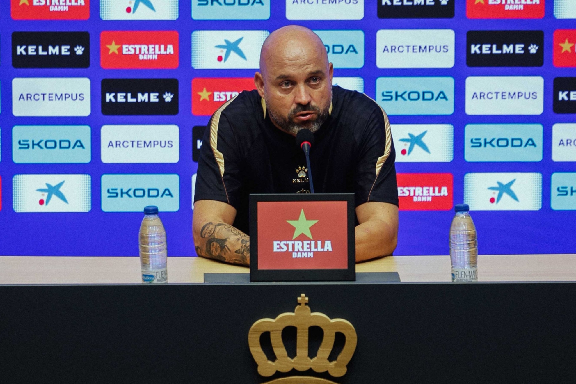 Manolo González, durante su rueda de prensa previa al choque ante el Elche.