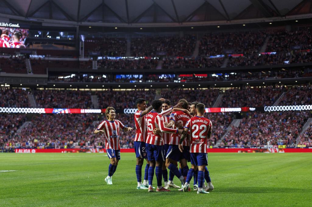Los jugadores del Atlético celebran un gol ante Osasuna. APO CABALLERO
