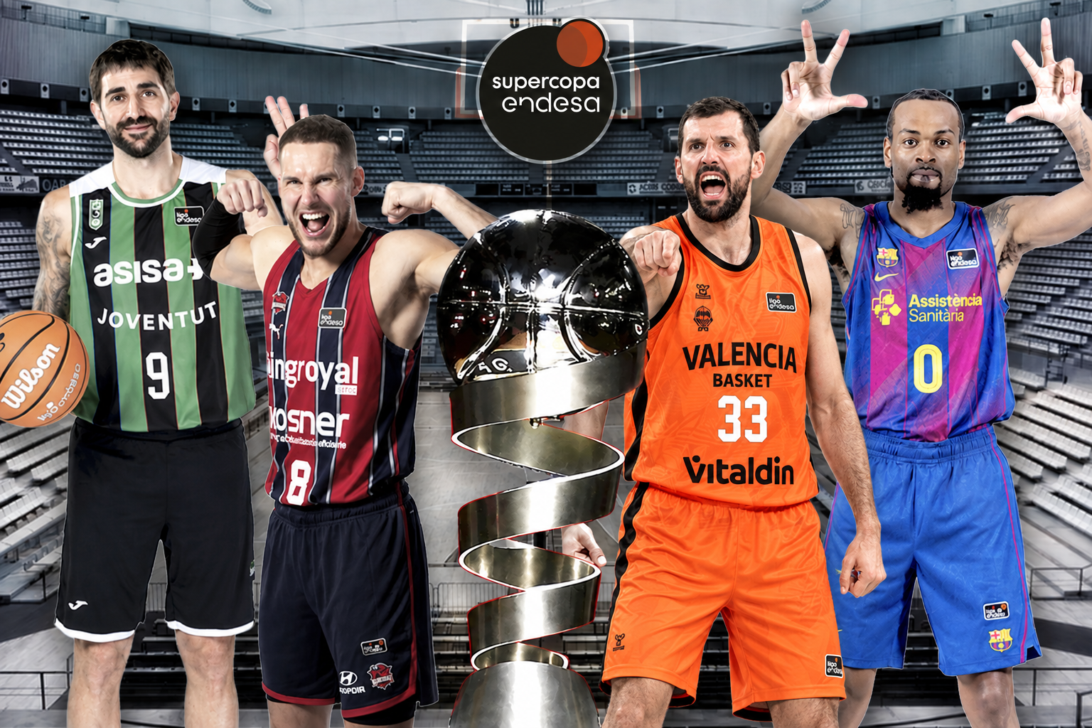 Ricky Rubio, Tadas Sedekerskis, Nikola Mirotic y Kevin Punter.