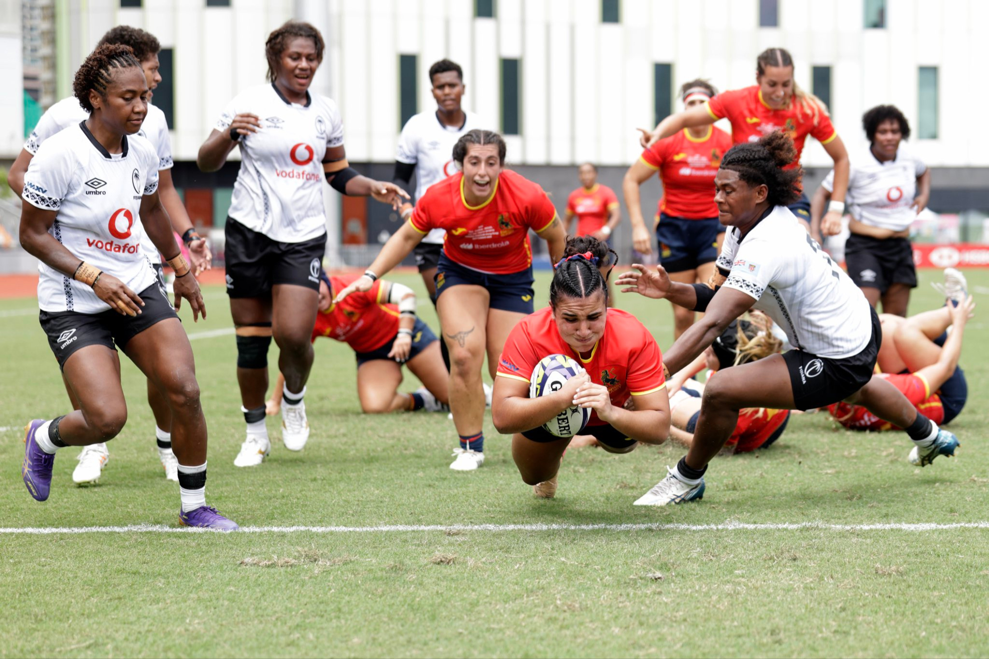 Ensayo de Valentina Pérez ante Fiji Foto: World Rugby