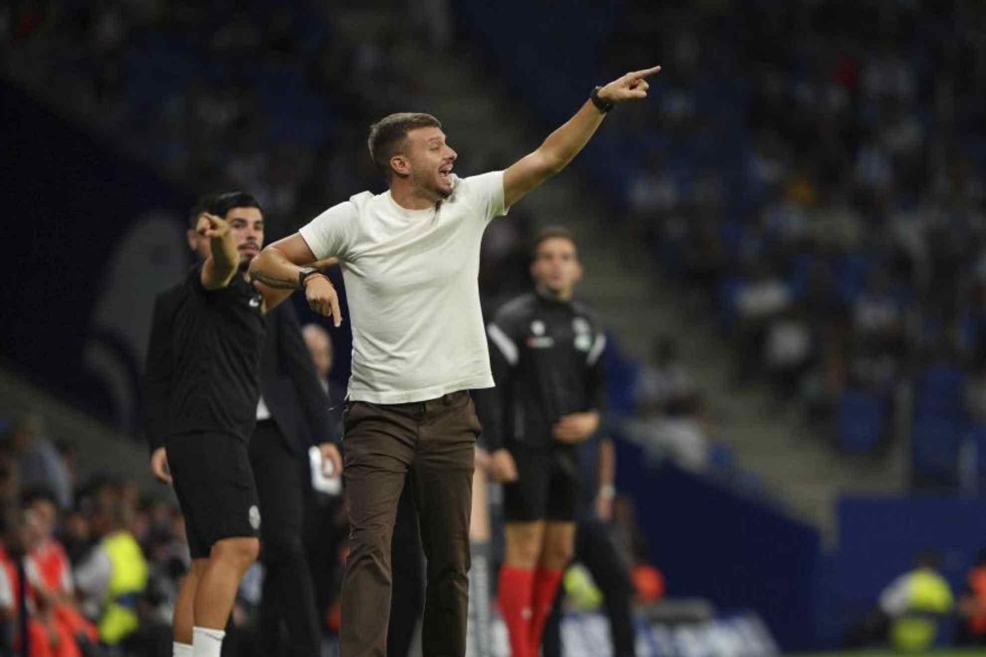 Martín Anselmi, en un momento del partido contra el Espanyol. LALIGA