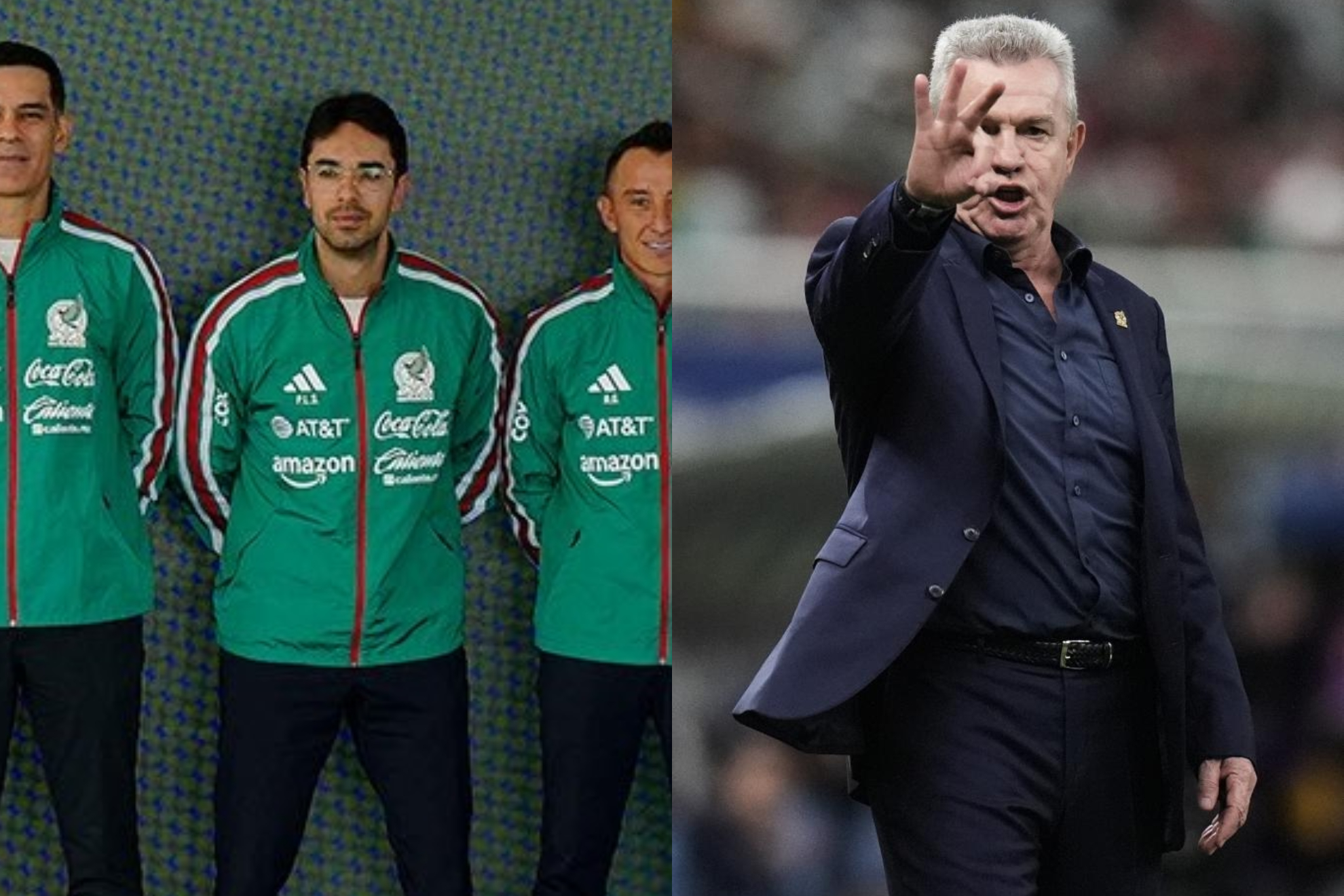 Montaje de Pol Lozano, con la selección mexicana y Javier Aguirre.