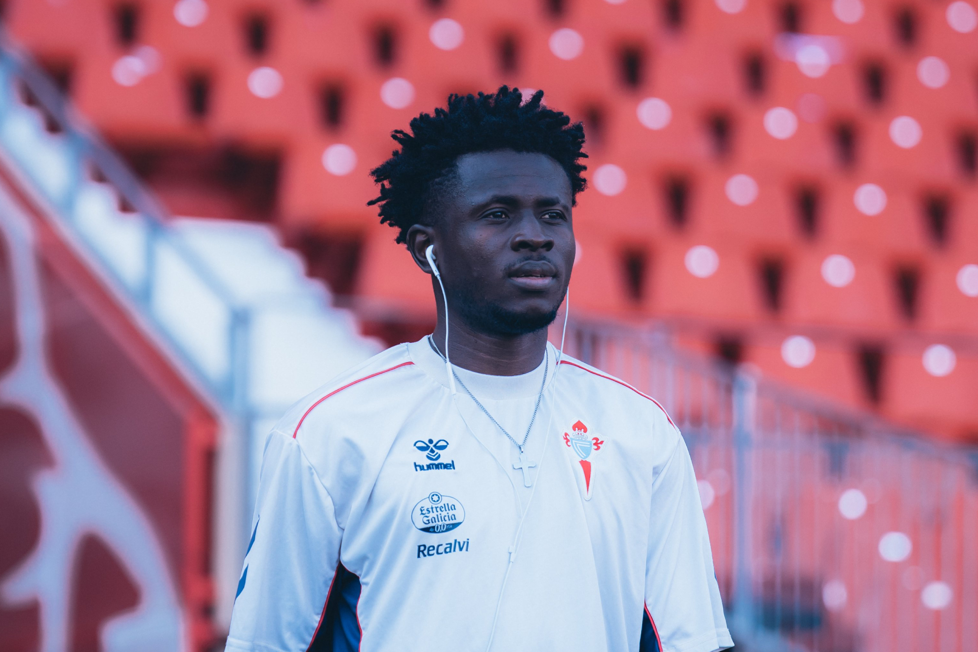 Somuah, antes del partido contra el Almería. CANTEIRA CELESTE