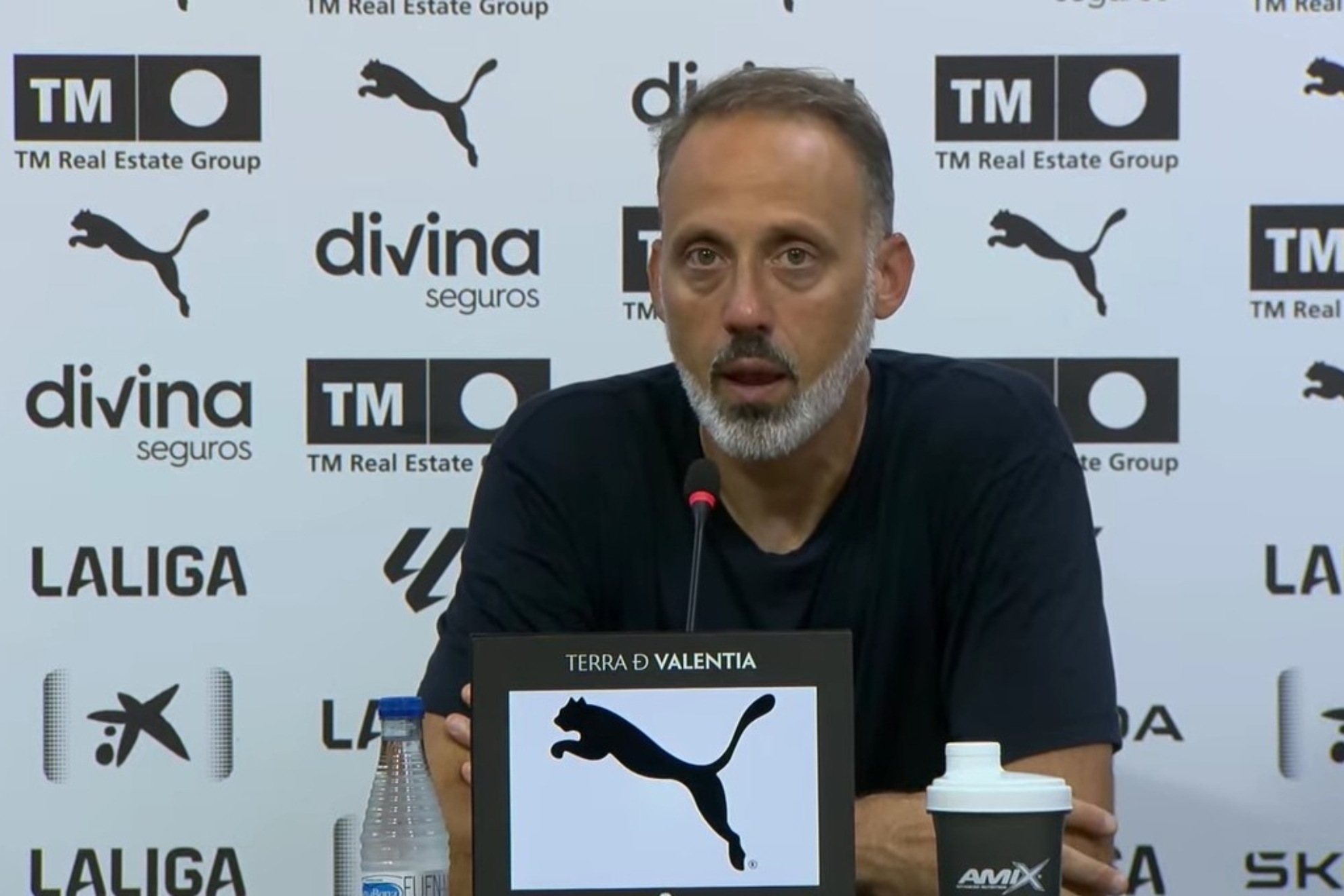 Pellegrino Matarazzo, durante su rueda de prensa posterior al partido en Mestalla. LALIGA