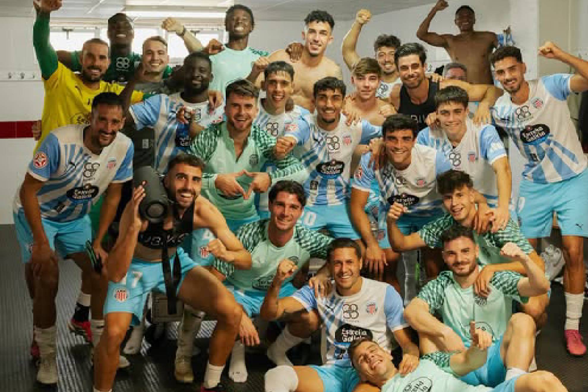 El vestuario del Lugo fue una fiesta tras ganar en el Ruta de la Plata