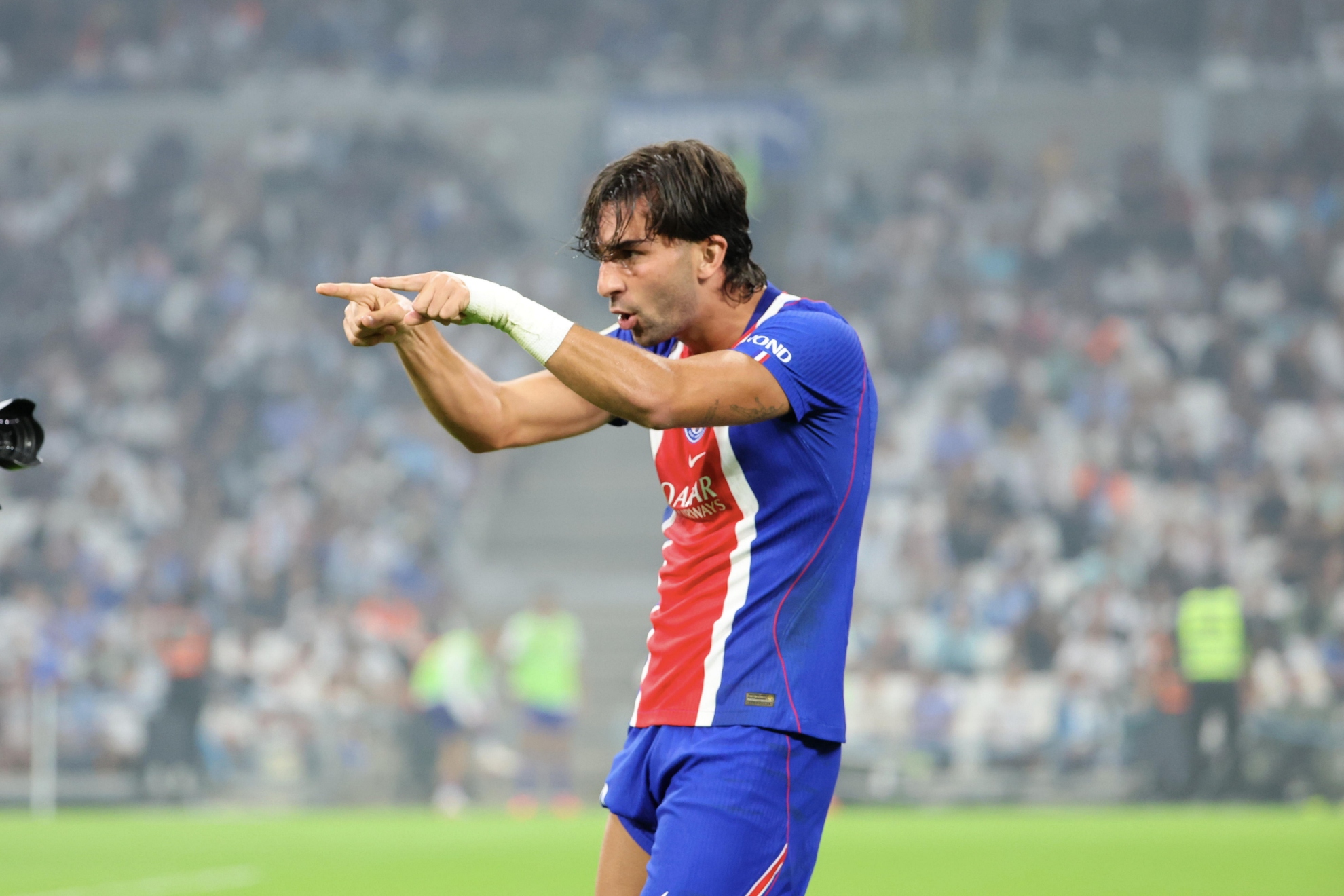 Ferran Torres celebra su gol al Marsella. GETTY