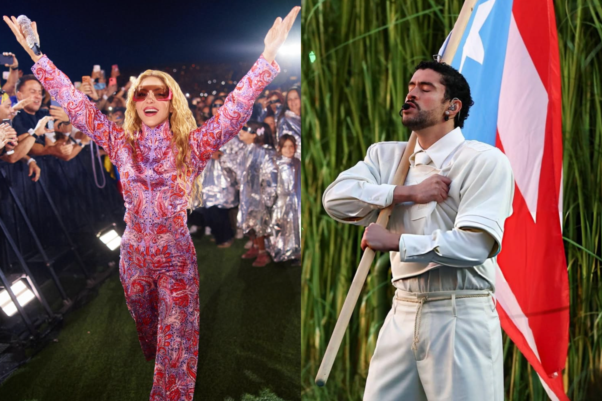Shakira y Bad Bunny durante sus conciertos este verano