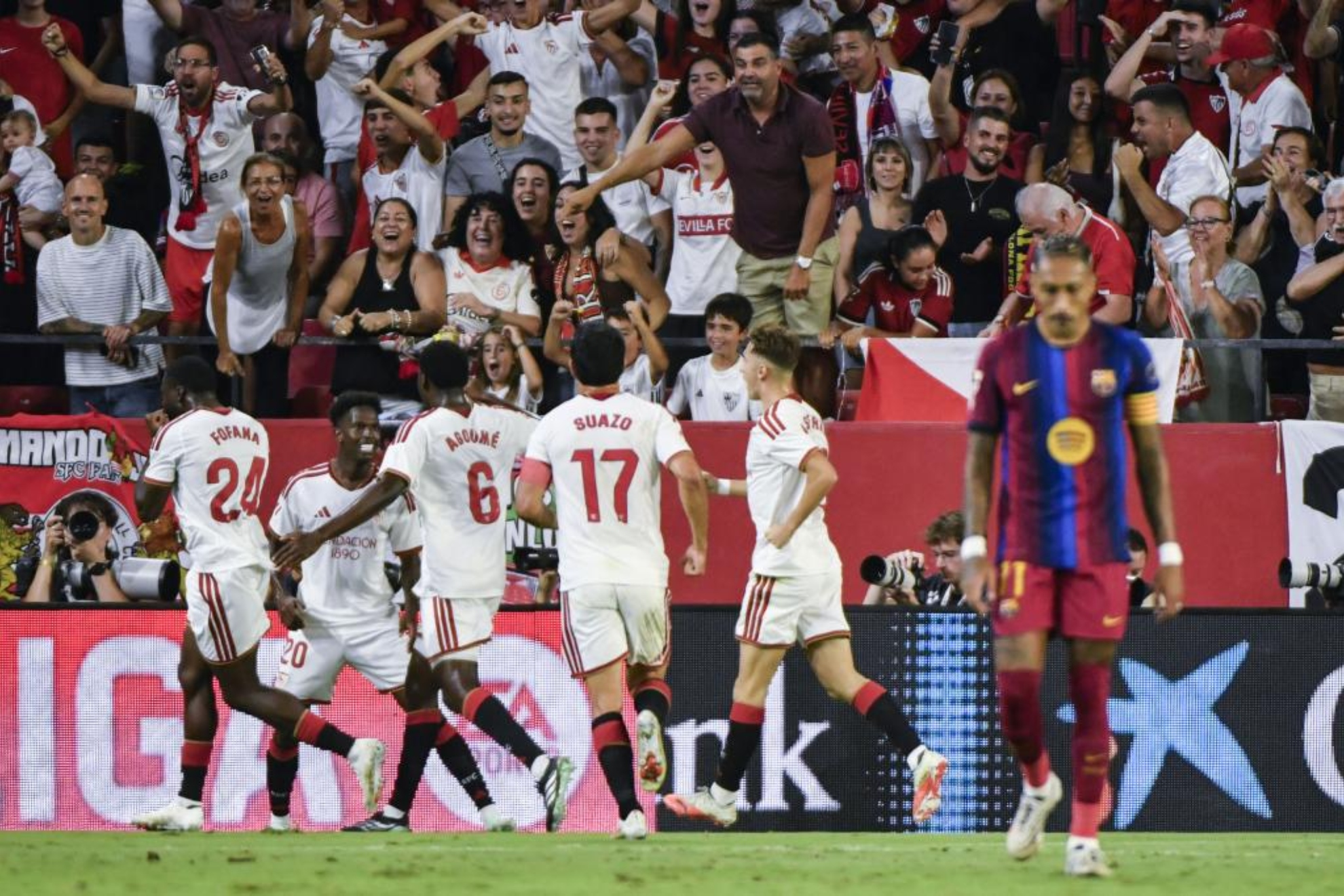 Celebración del gol de Fofana al Barcelona. EFE
