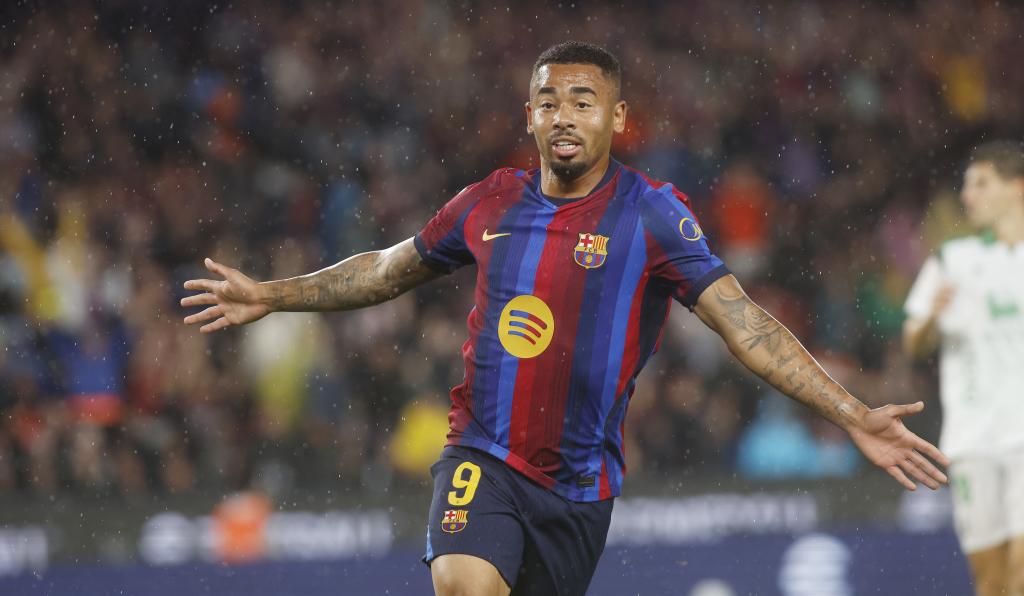 Gabriel Jesus celebra un gol contra el Racing de Santander. FRANCESC ADELANTADO