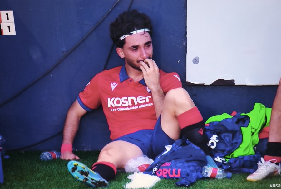 Raúl Moro, abatido tras su lesión ante el Rayo Vallecano.