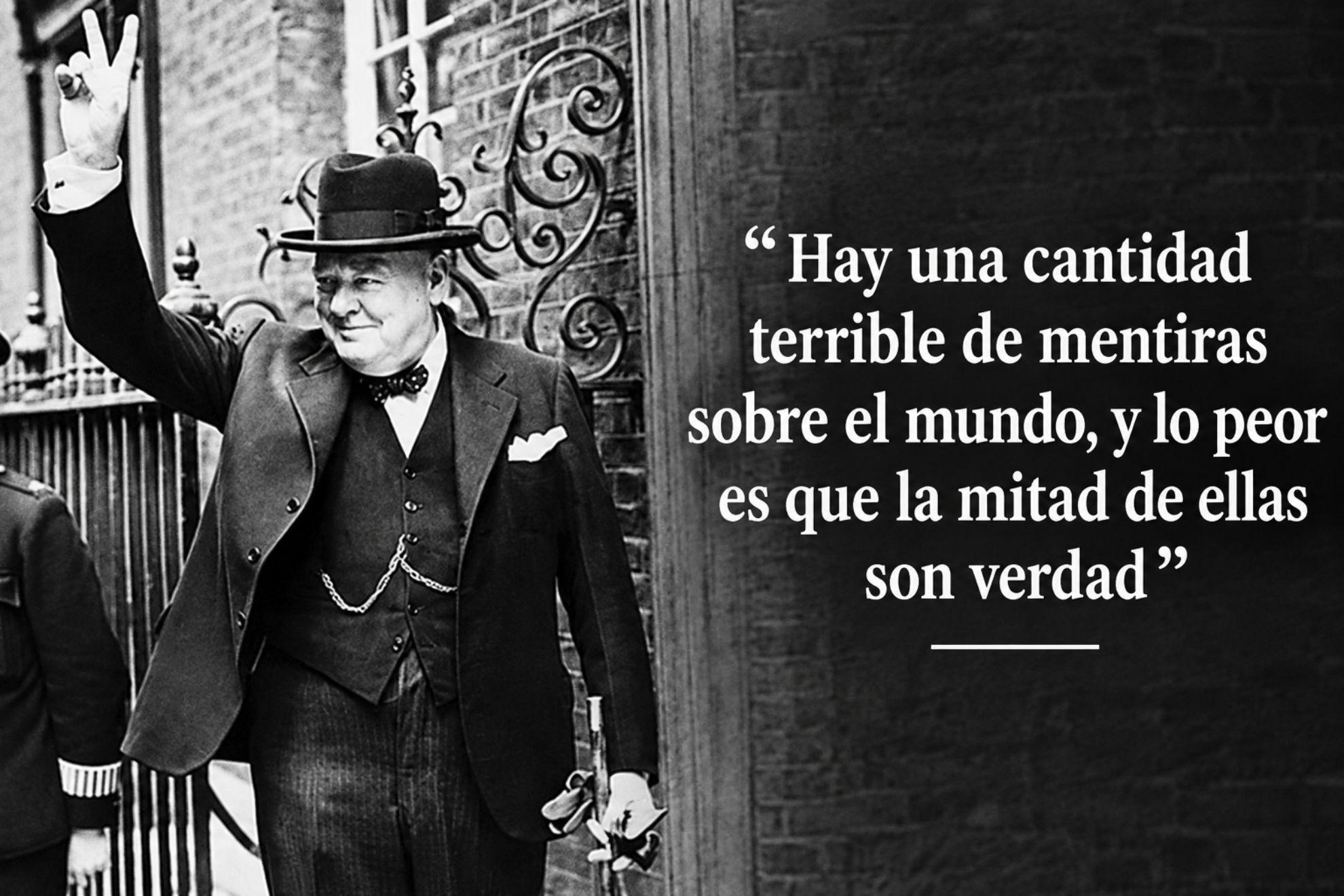 Winston Churchill, junto su celebre frase y IA