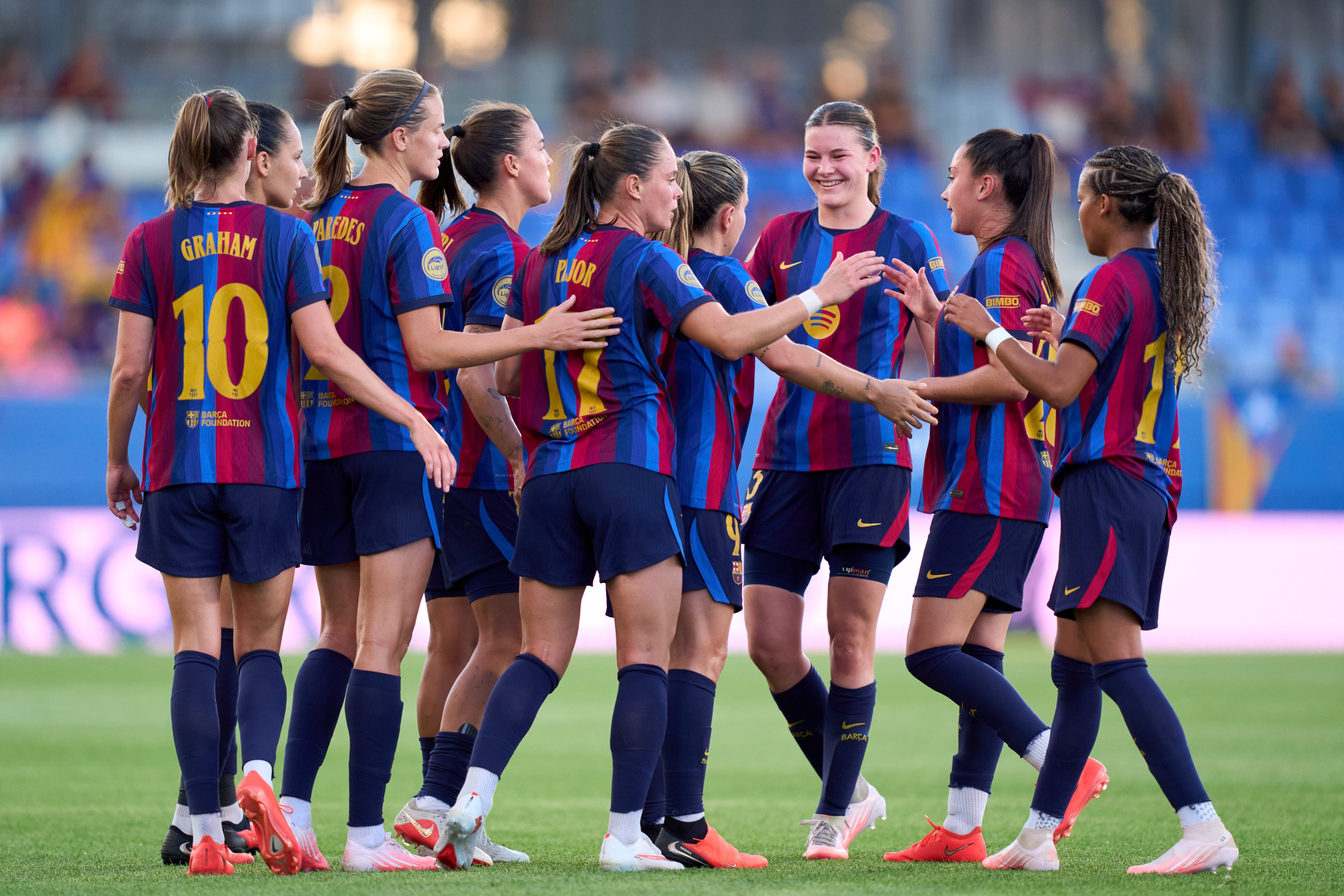 Las jugadoras del Barcelona celebran un gol esta temporada FC Barcelona