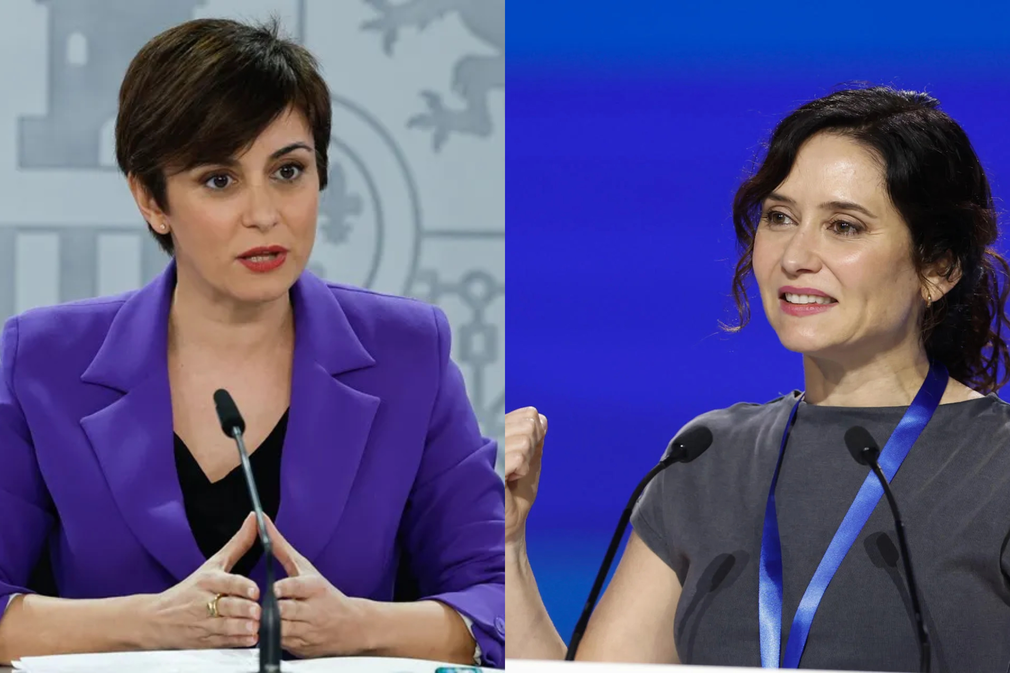 Isabel Rodríguez izquierda, Ayuso derecha EFE