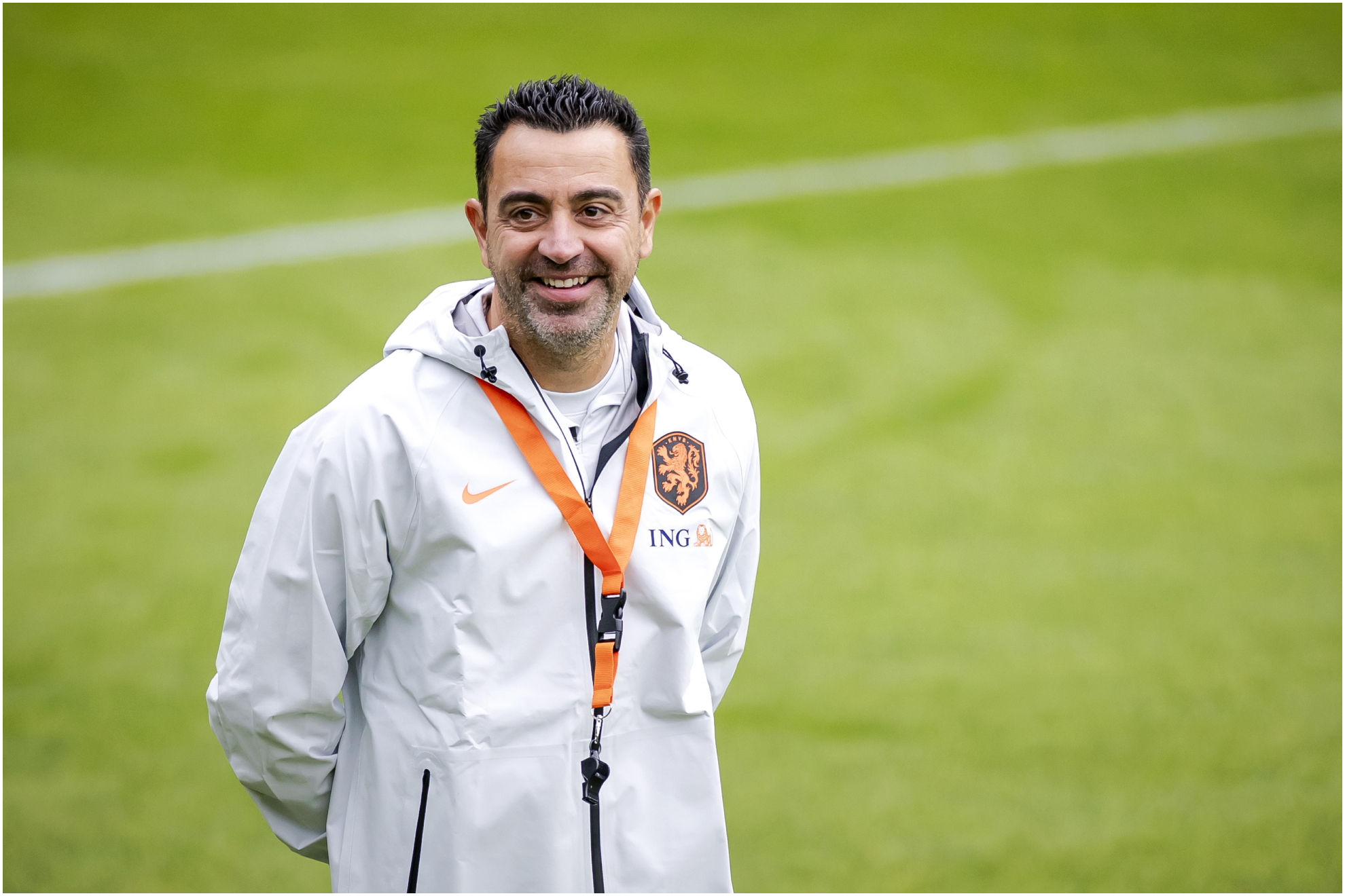 Xavi, en su primer entrenamiento con Países Bajos.