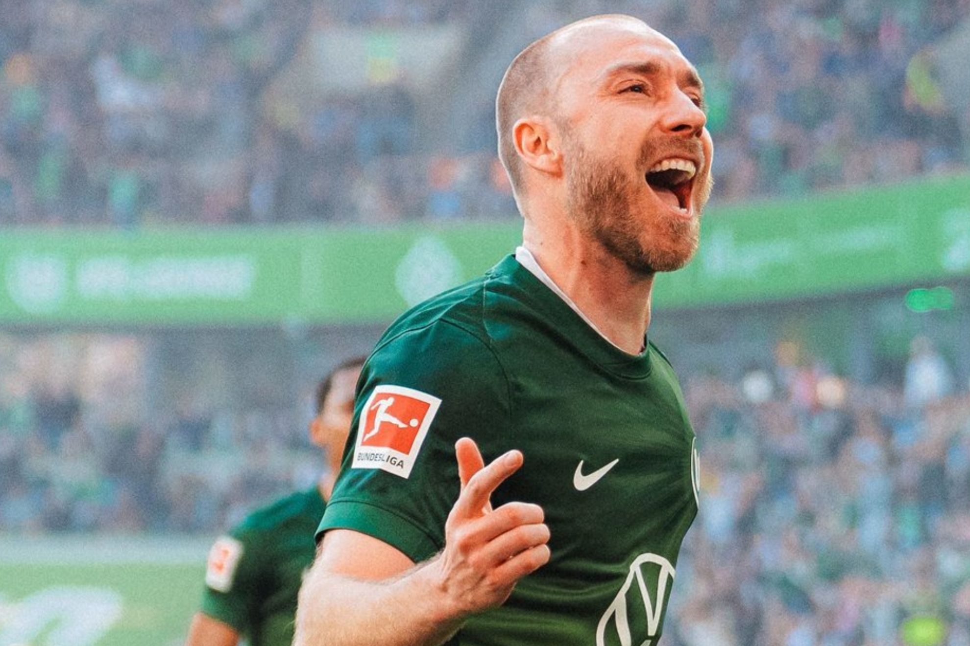 Eriksen, durante un partido con el Wolfsburgo