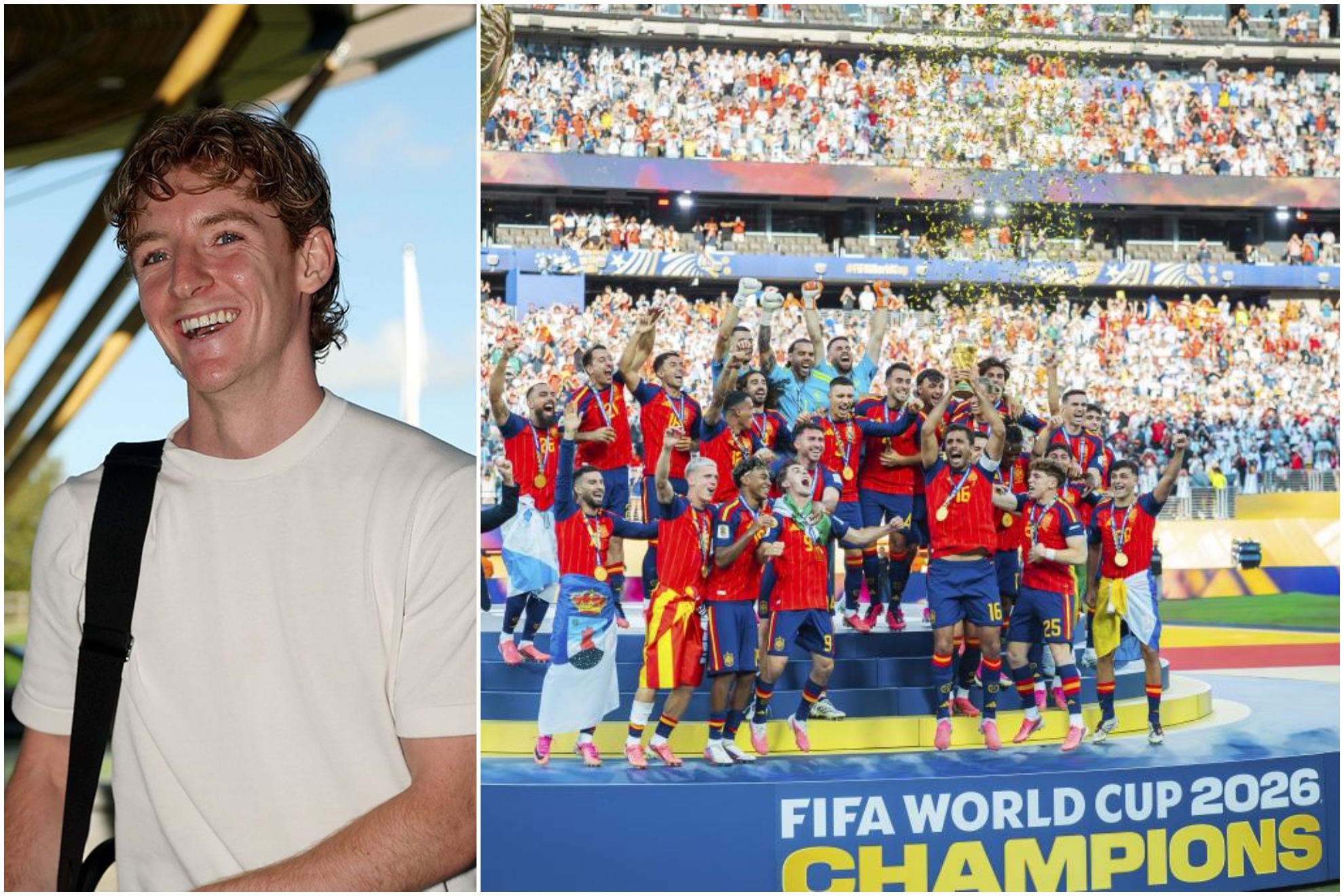 Un montaje con una imagen de Gordon y otra de la selección española tras ganar la final del Mundial.