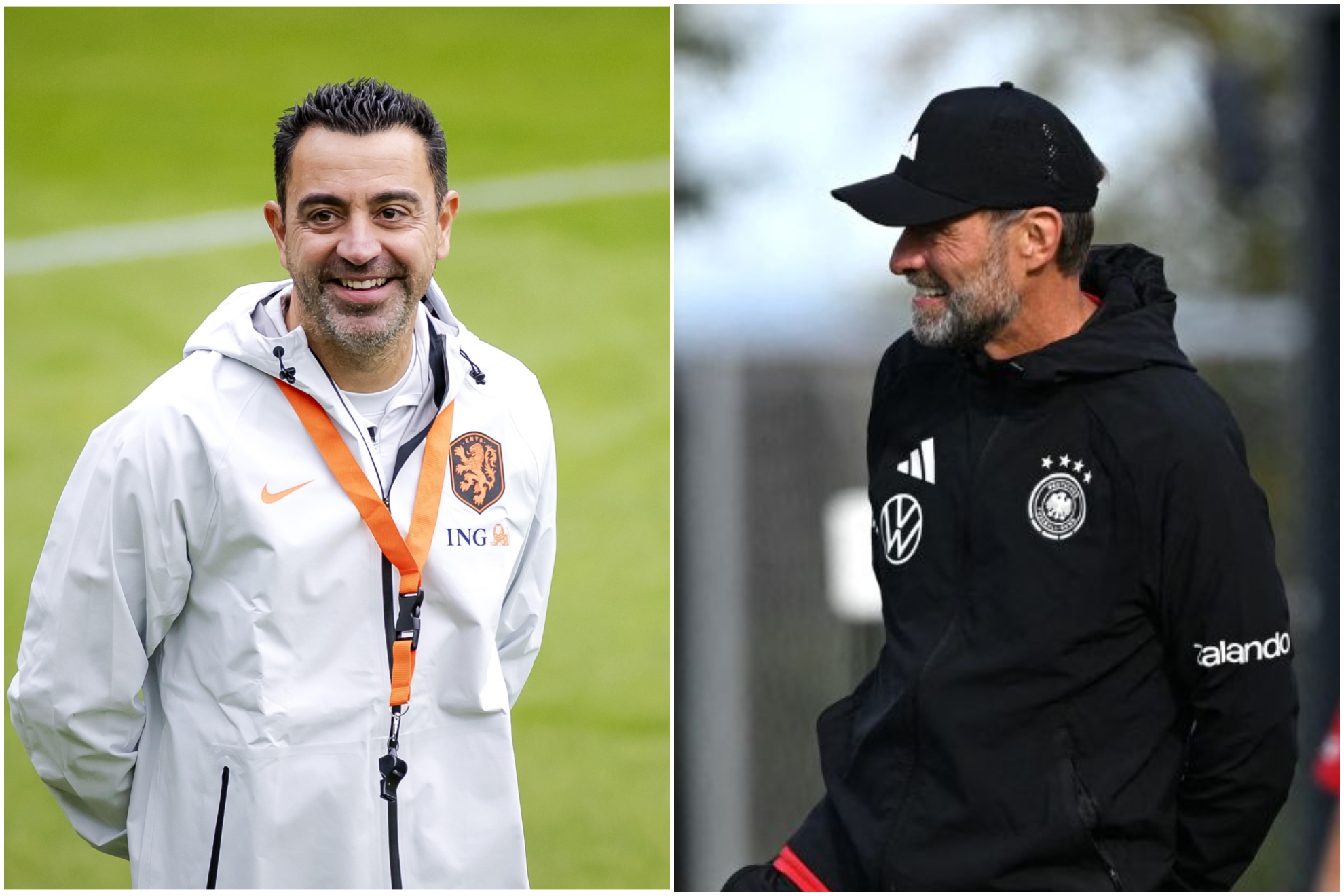 Xavi Hernández y Jürgen Klopp, en una sesión de entrenamiento