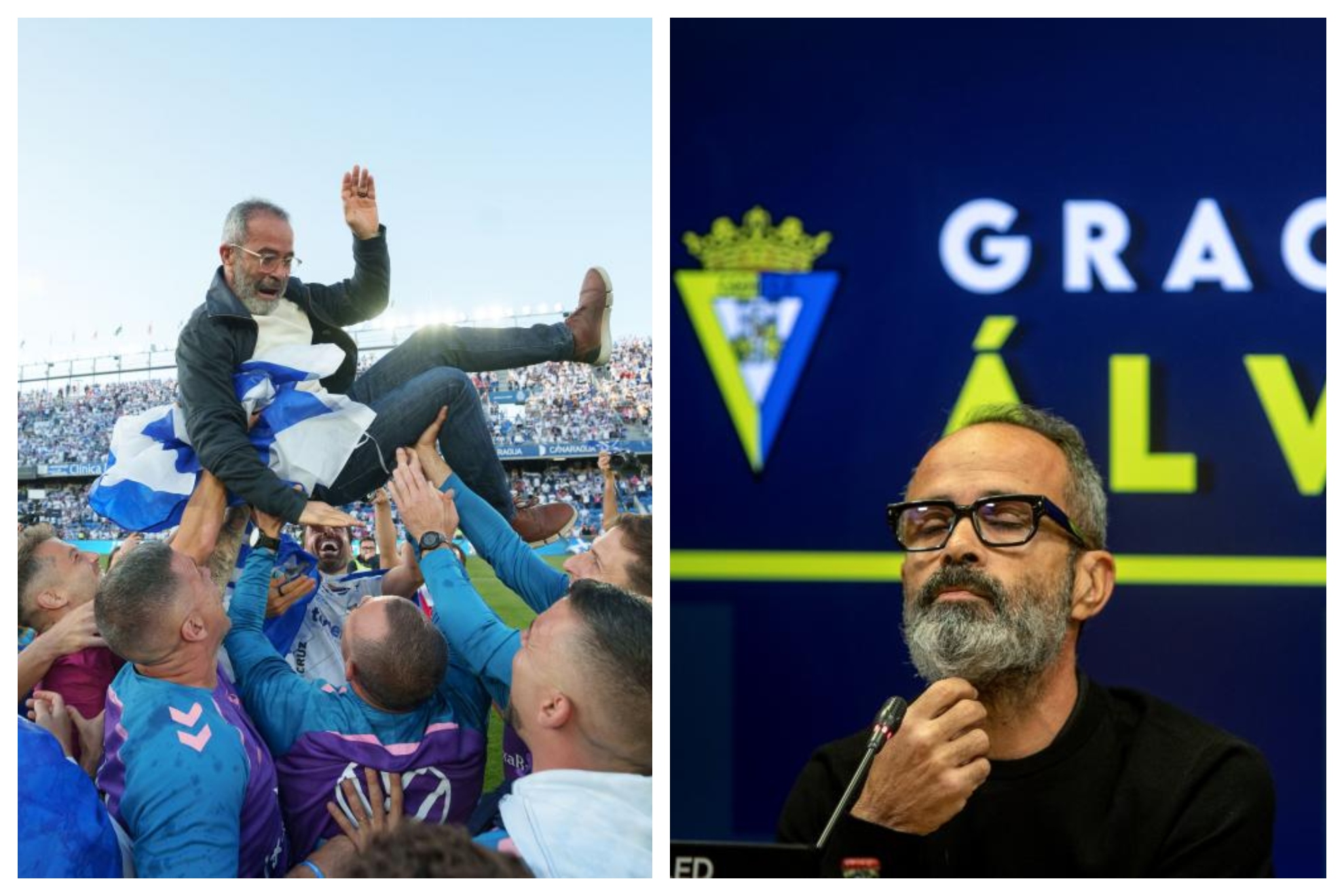 Cervera, manteado tras el ascenso del Tete y en su despedida del Cádiz
