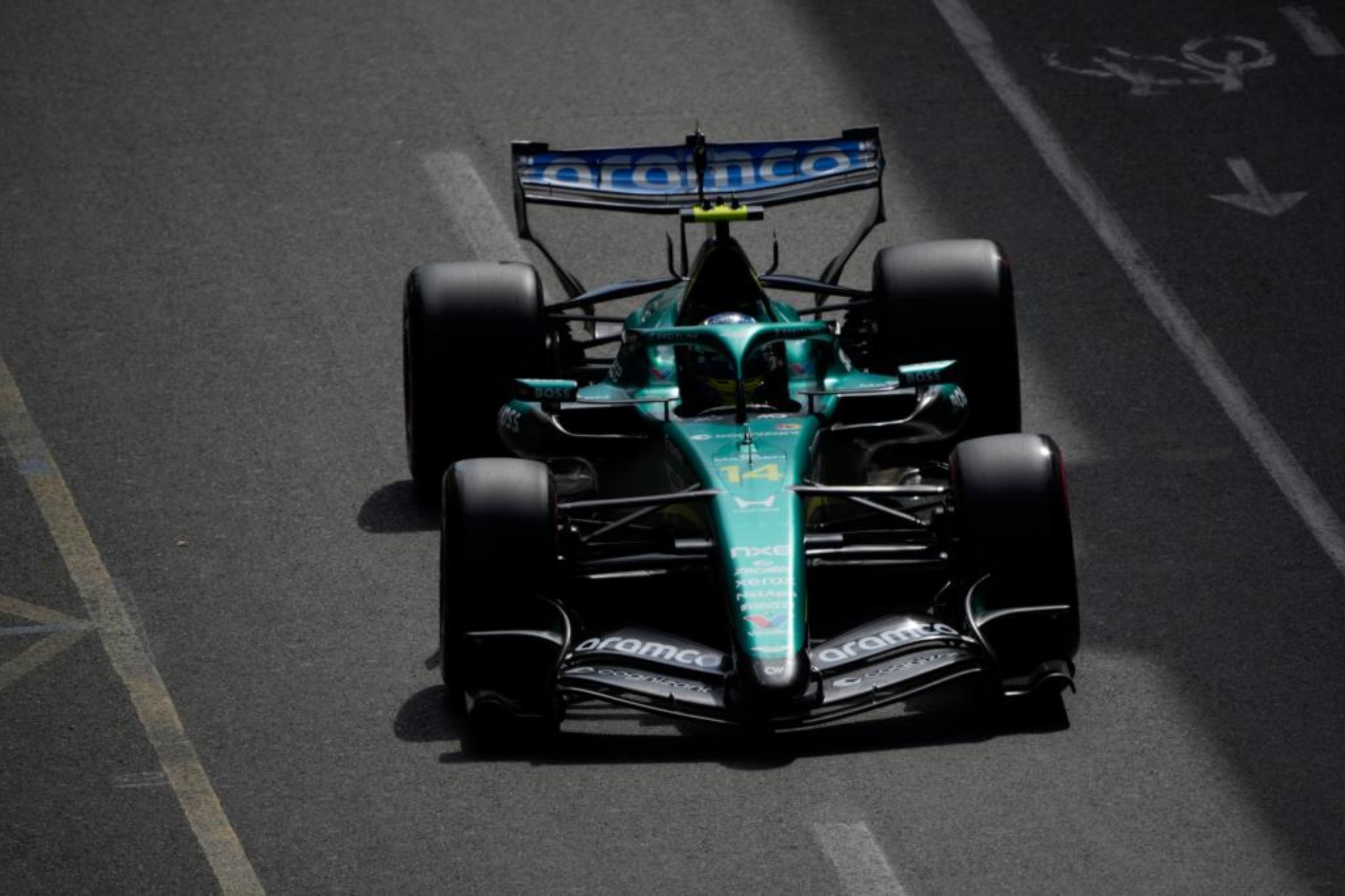 Alonso rueda en la FP3 de Azerbaiyán. LAPRESSE