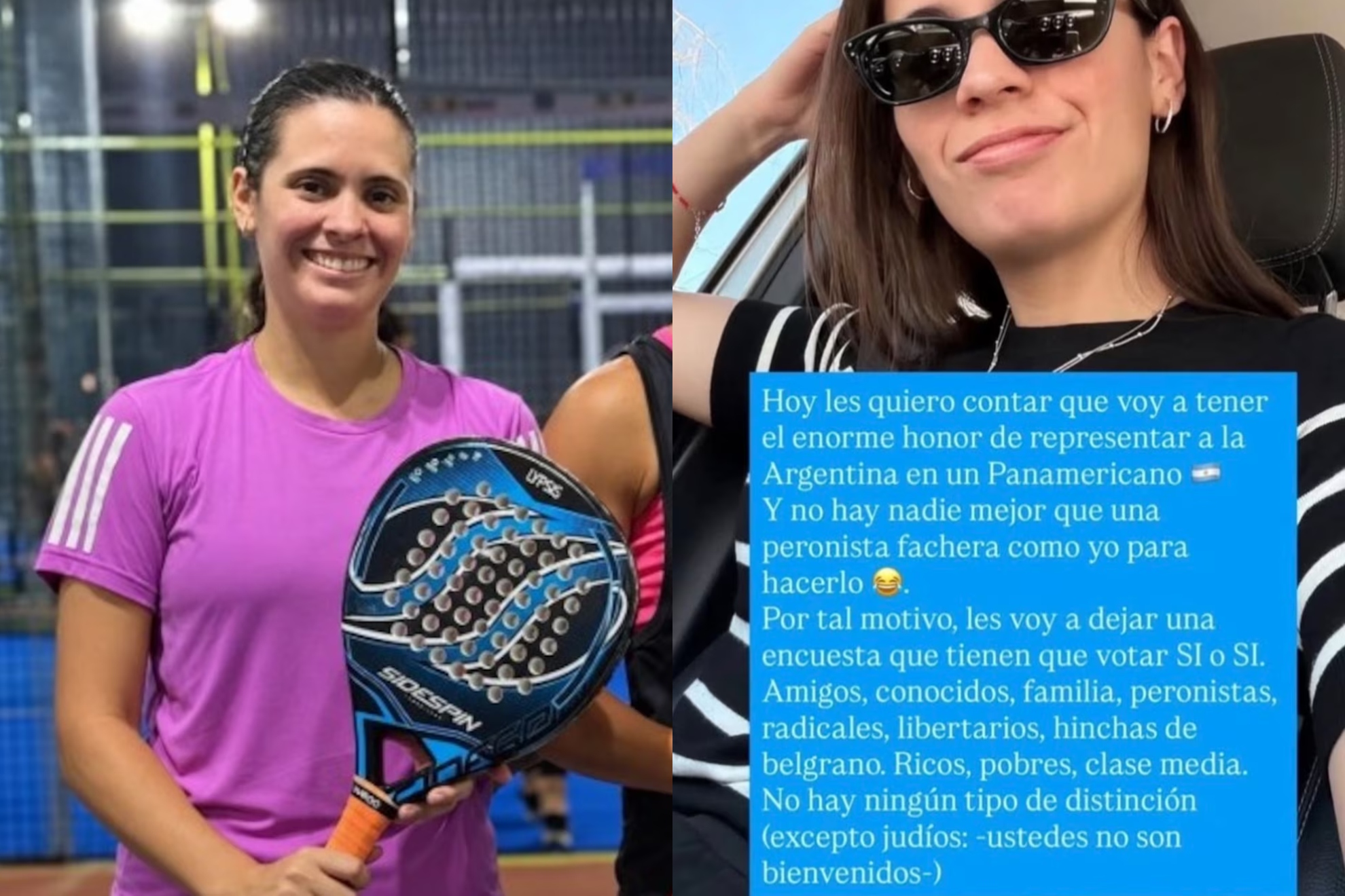 Apartan a una jugadora argentina de pádel tras publicar un mensaje antisemita