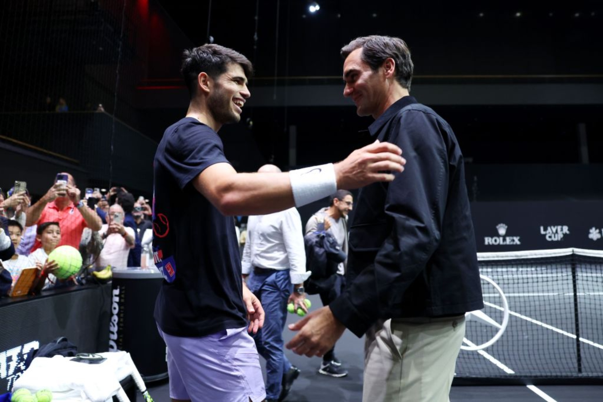 Alcaraz y Federer, en la Laver Cup de Berlín.