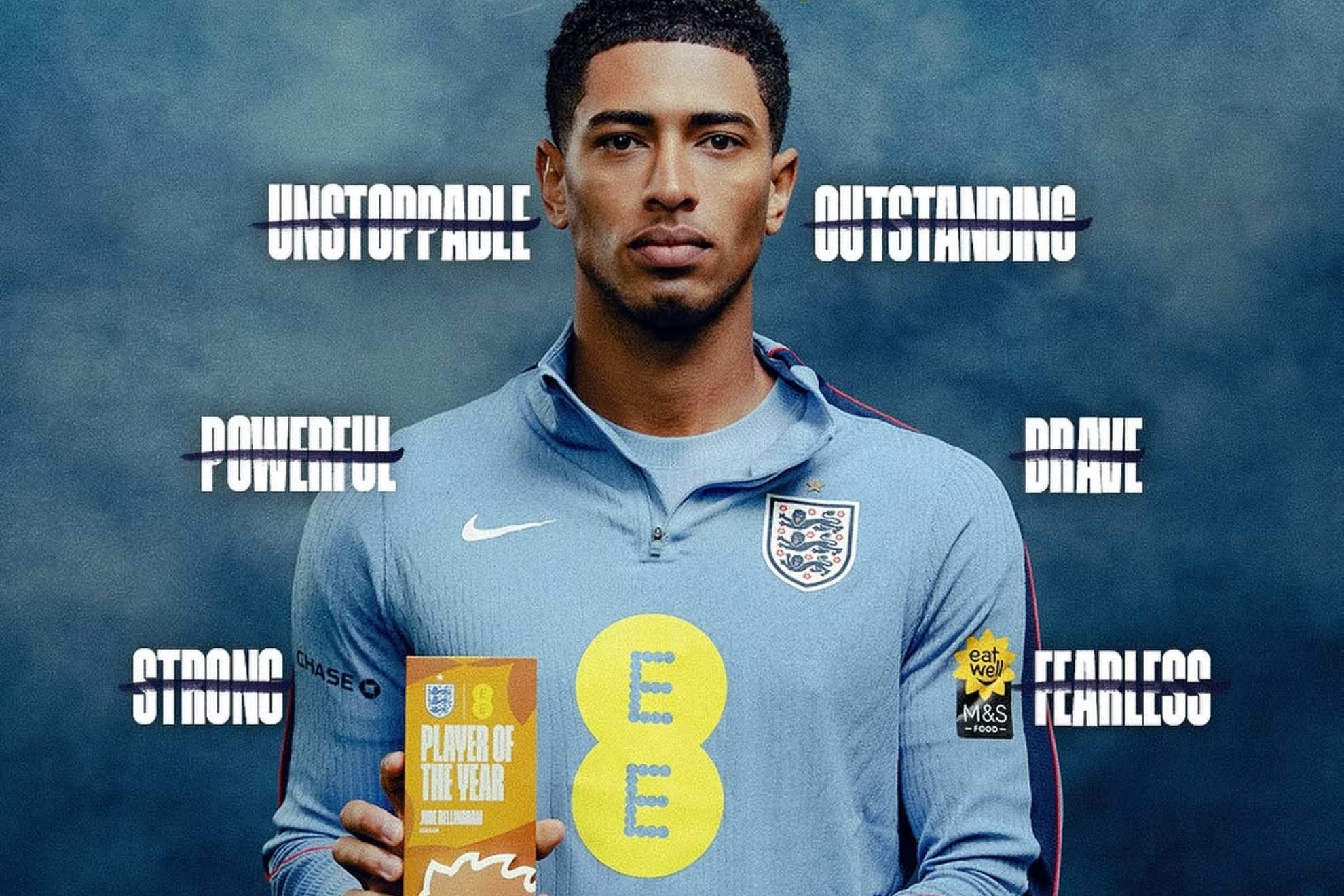 Jude Bellingham, con el galardón. ENGLAND