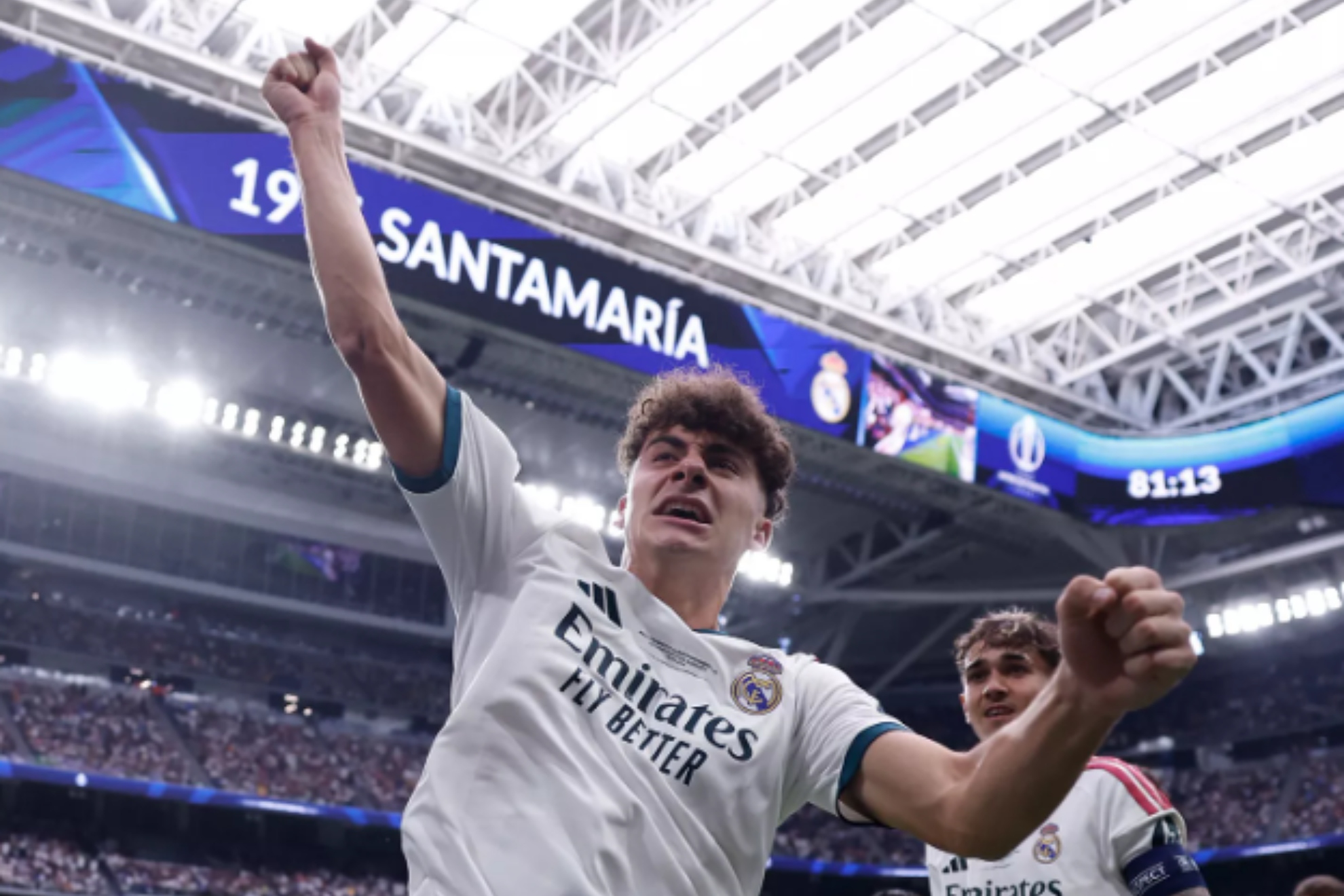 Fran Santamaría celebra el gol que marcó en el Bernabéu en la Intercontinental. REALMADRID.COM