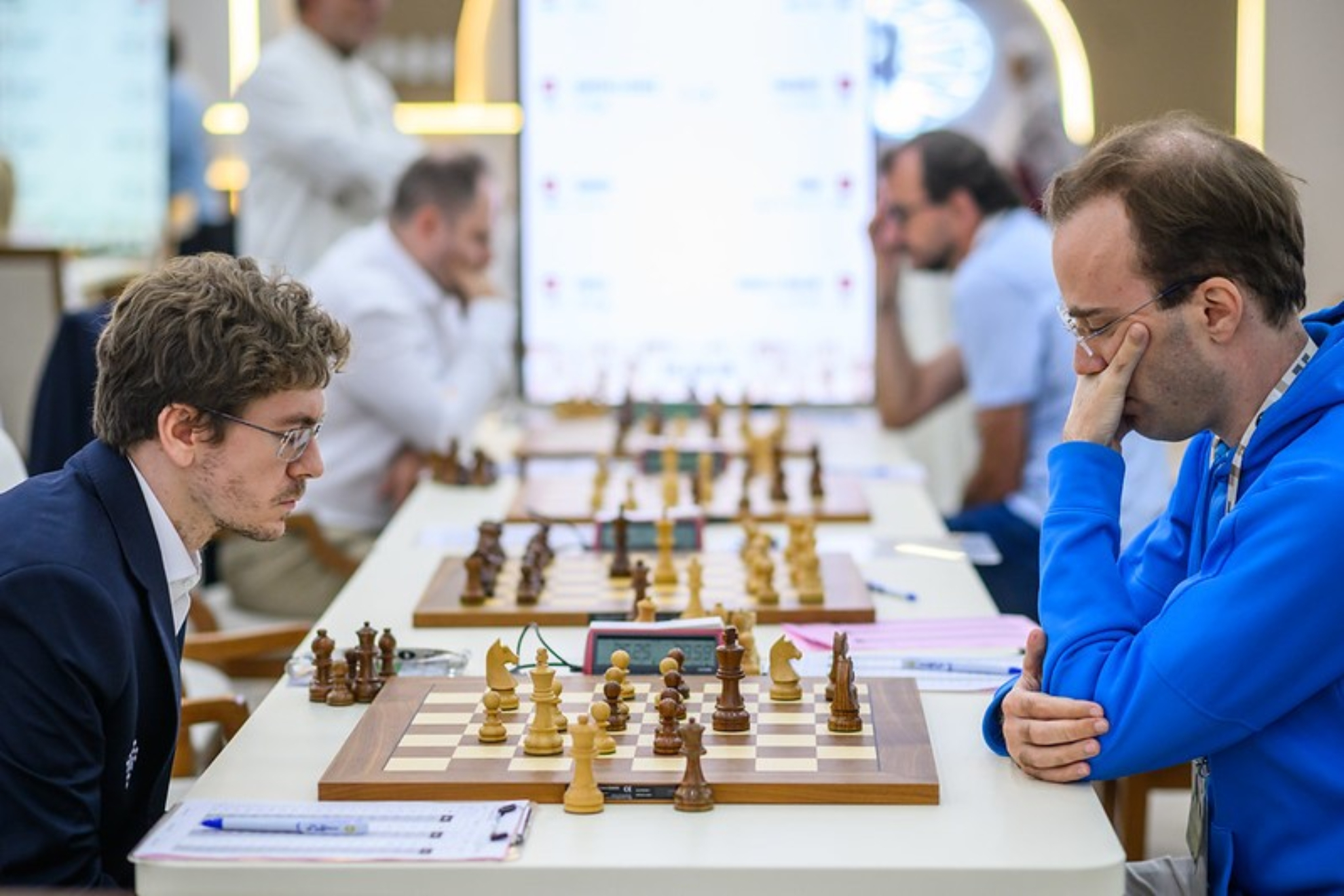 David Antón durante su partido de hoy frente a Thai Dai Van Nguyen. FIDE