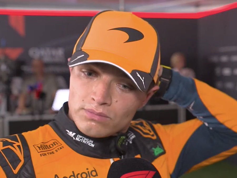 Norris, en el momento de sus declaraciones en F! TV. F1.com