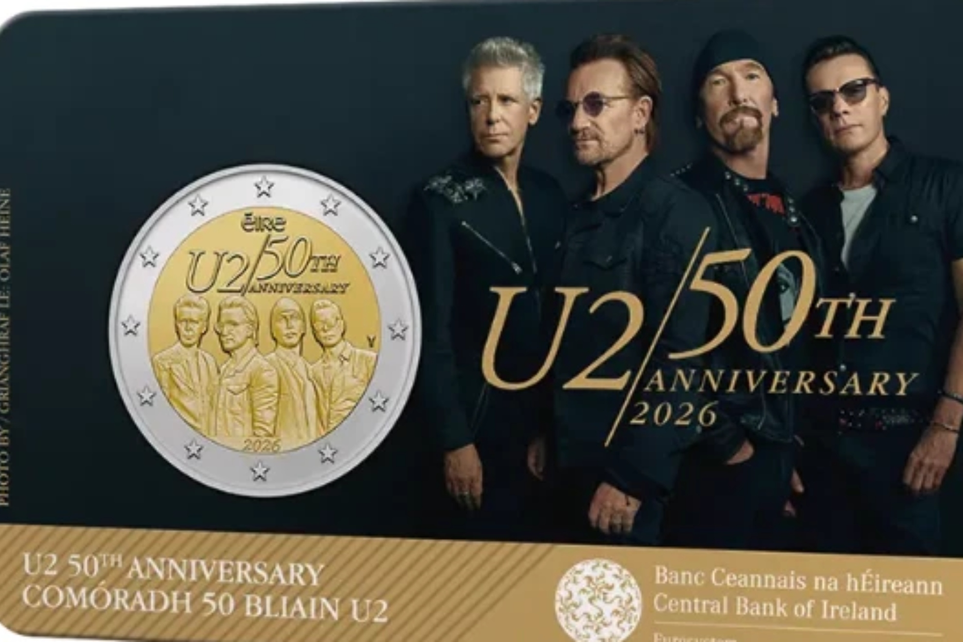 La moneda conmemorativa de U2 por su 50º aniversario.