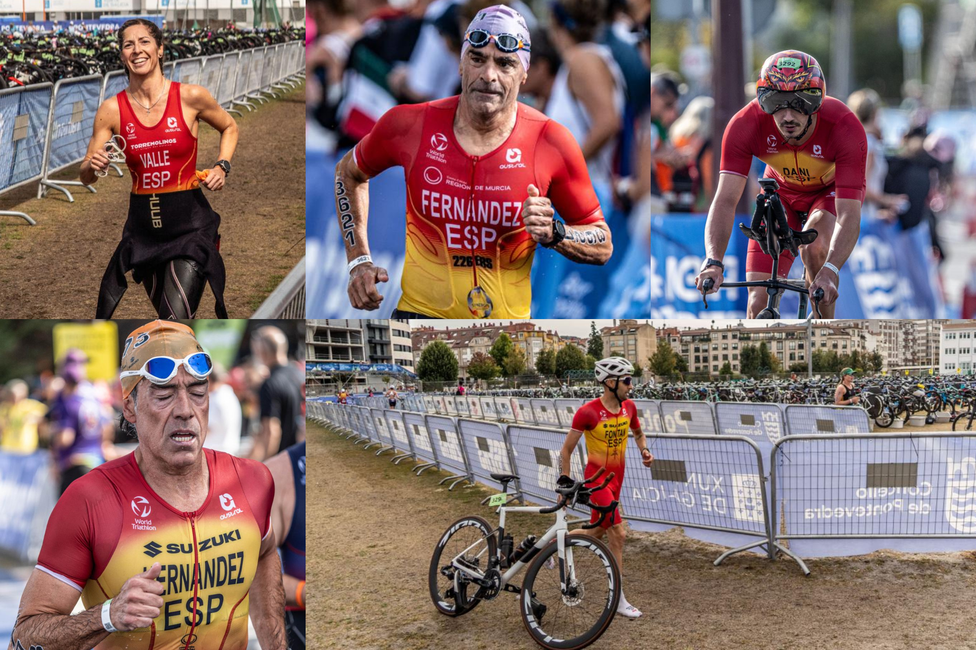 Algunos de los medallistas españoles en el Mundial de Pontevedra. FETRI