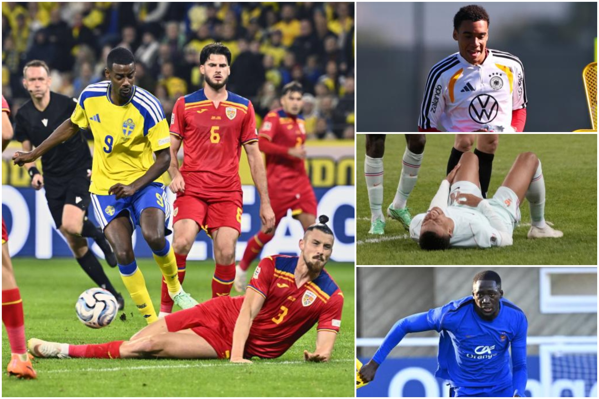 Un montaje con imágenes de Isak, Musiala, Mbappé y Konaté.