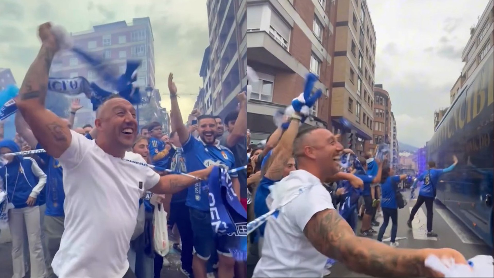  El Real Oviedo compartió un vídeo en sus redes sociales donde se veía al exjugador carbayón recibiendo con pasión a los suyos