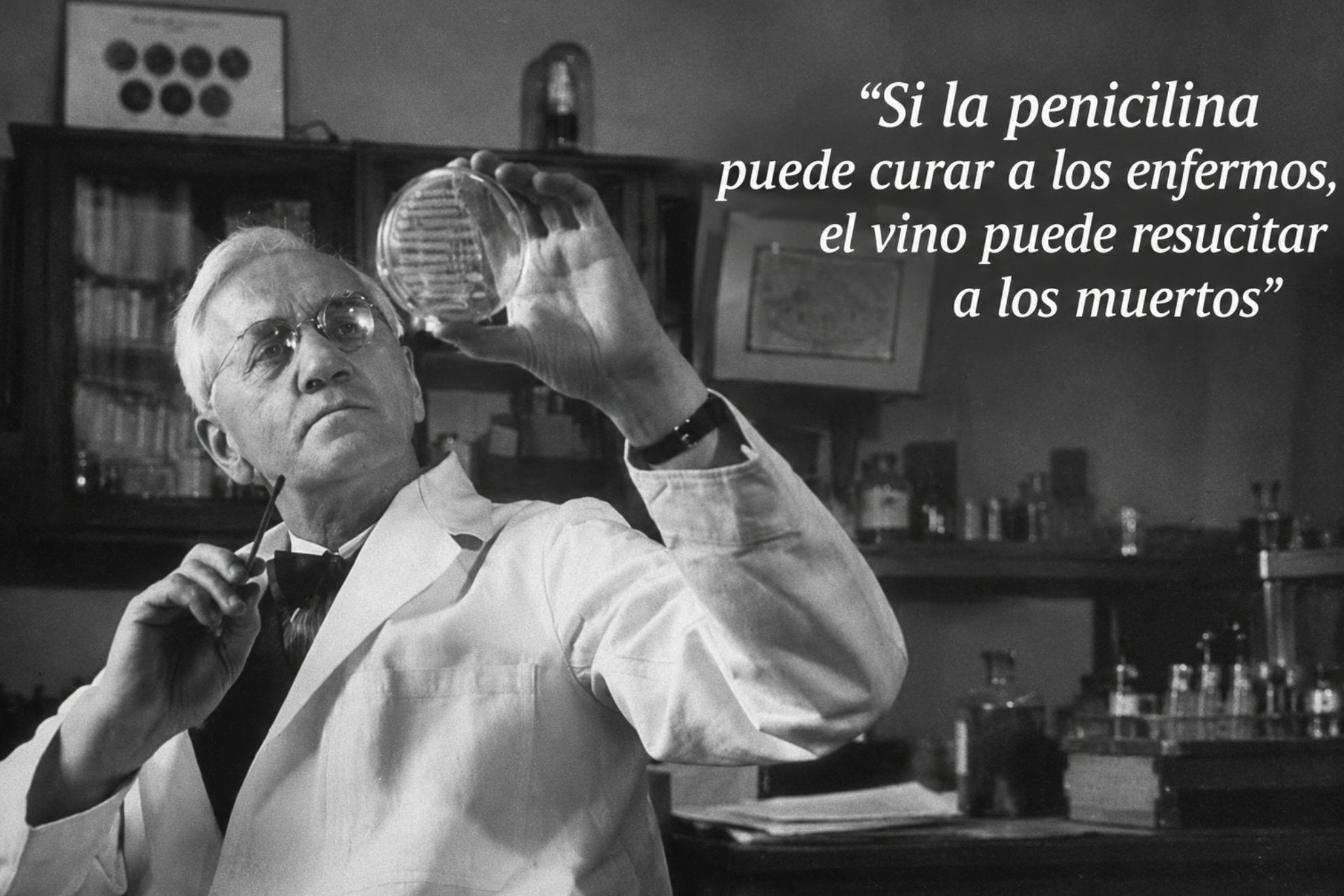 Alexander Fleming, junto a su frase IA