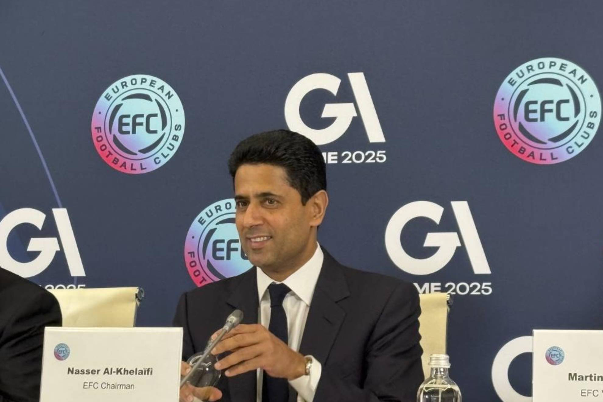 Nasser al Khelaifi, en la última asamblea de la EFC en Roma.