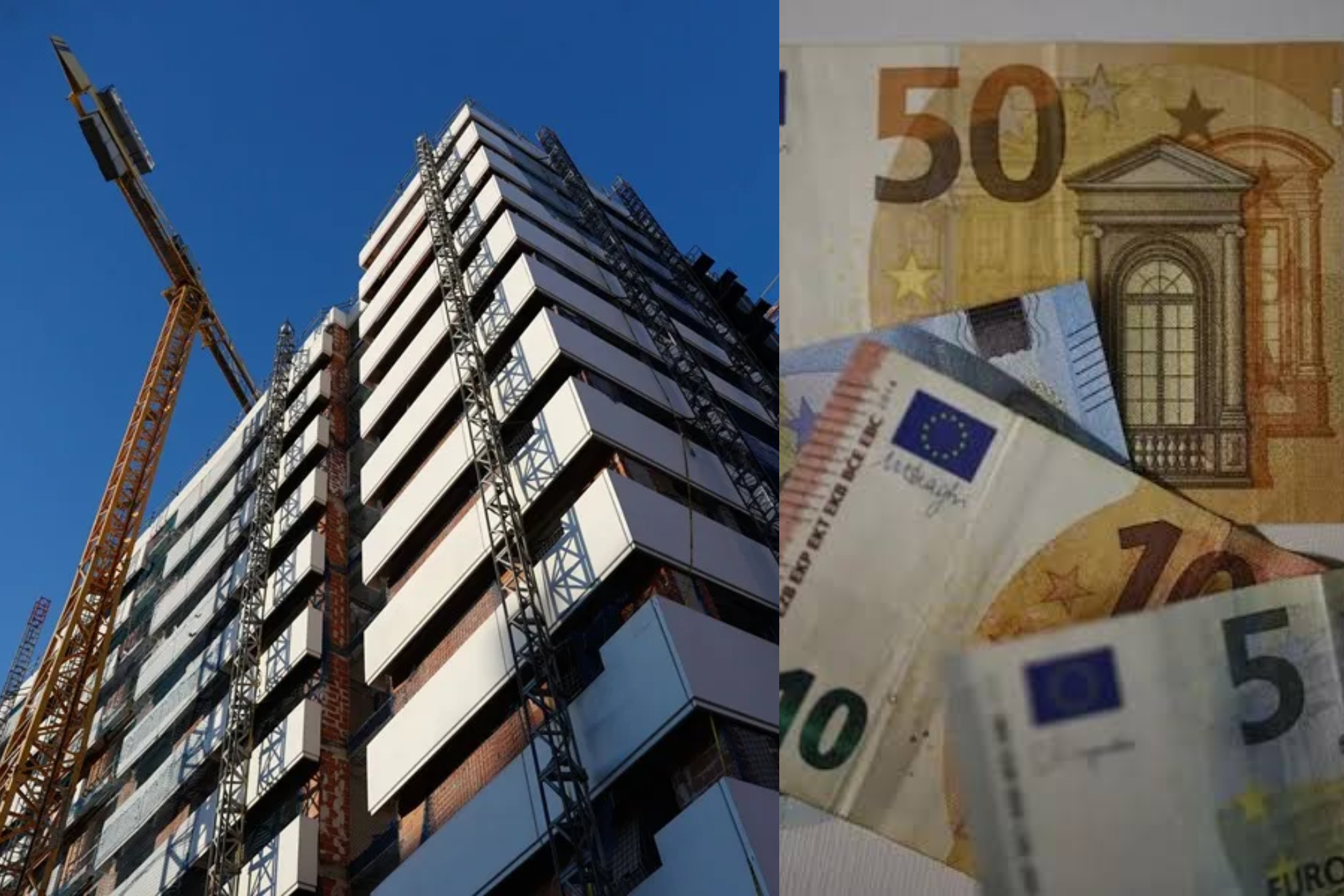 Bloque de pisos izquierda, dinero en efectivo derecha EFE