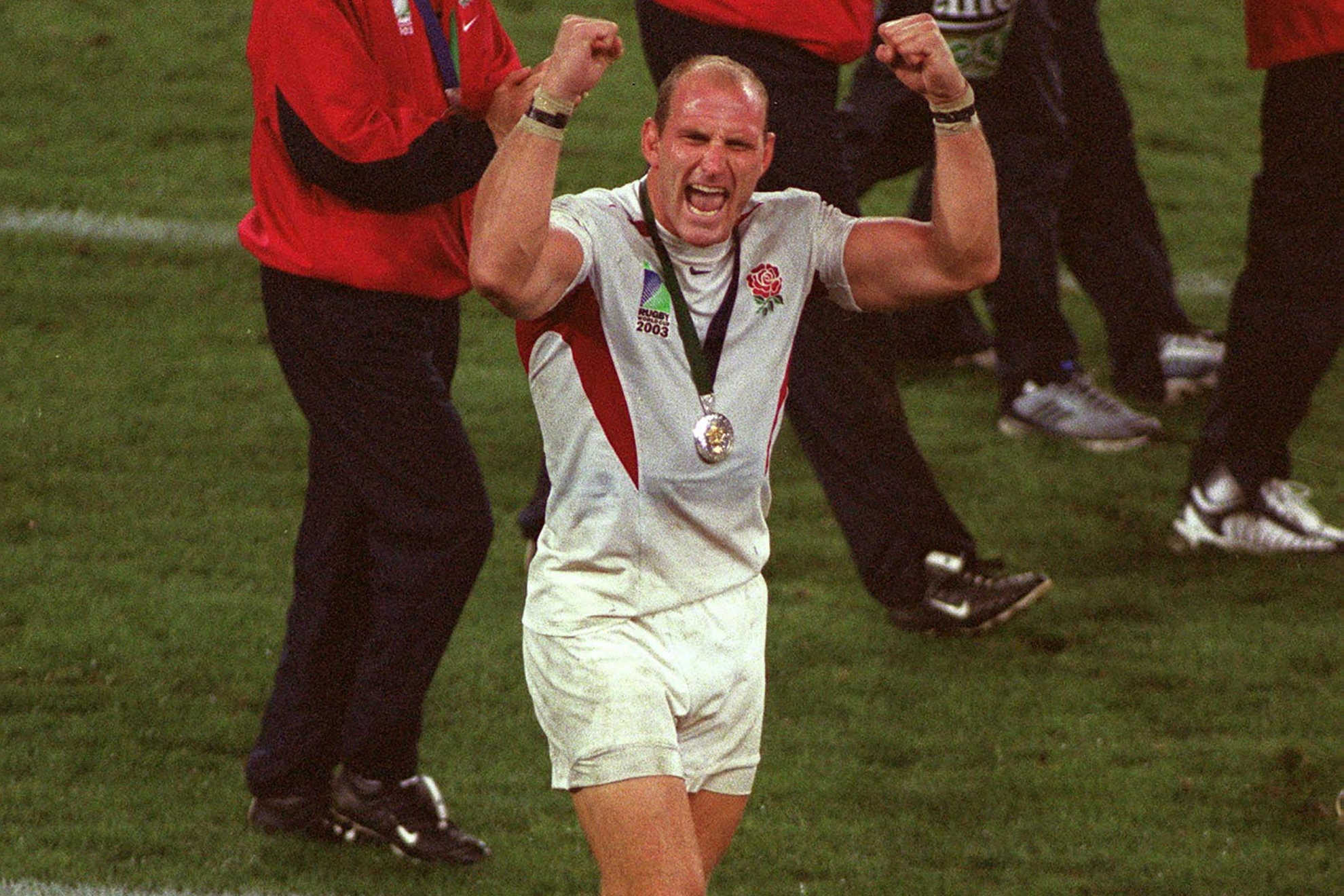 Lawrence Dallaglio, tras ganar la final del Mundial de 2003. Getty Images