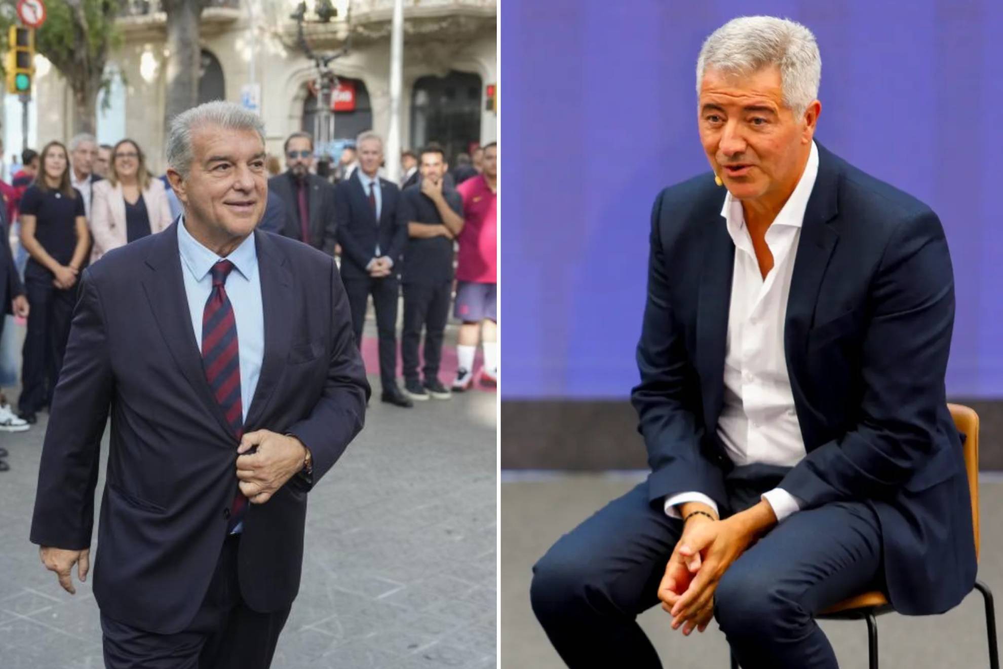 Joan Laporta y Miguel Ángel Gil han charlado en la Asamblea de la EFC. EFE