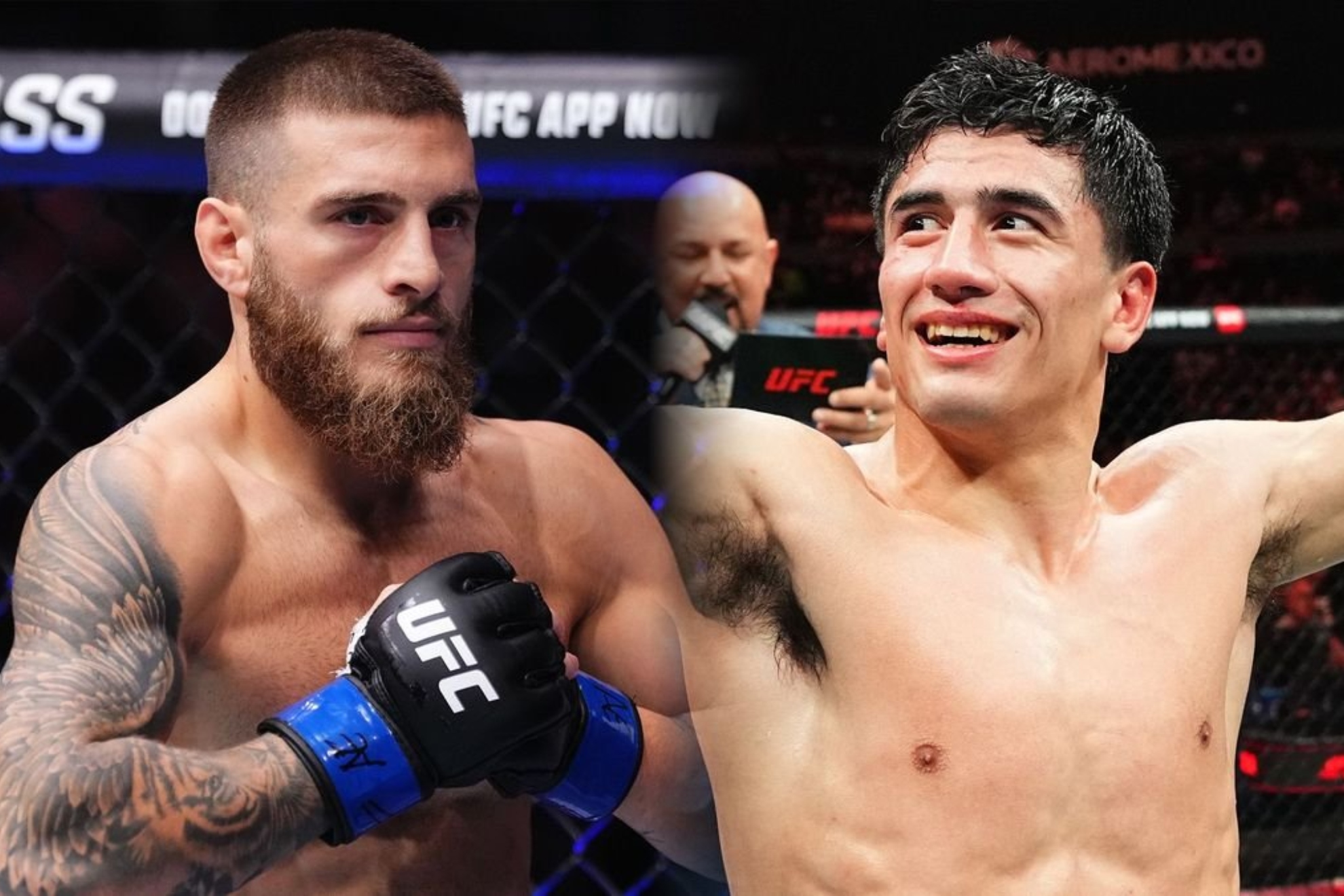 Aleksandre Topuria y Santiago Luna, en UFC. UFC.