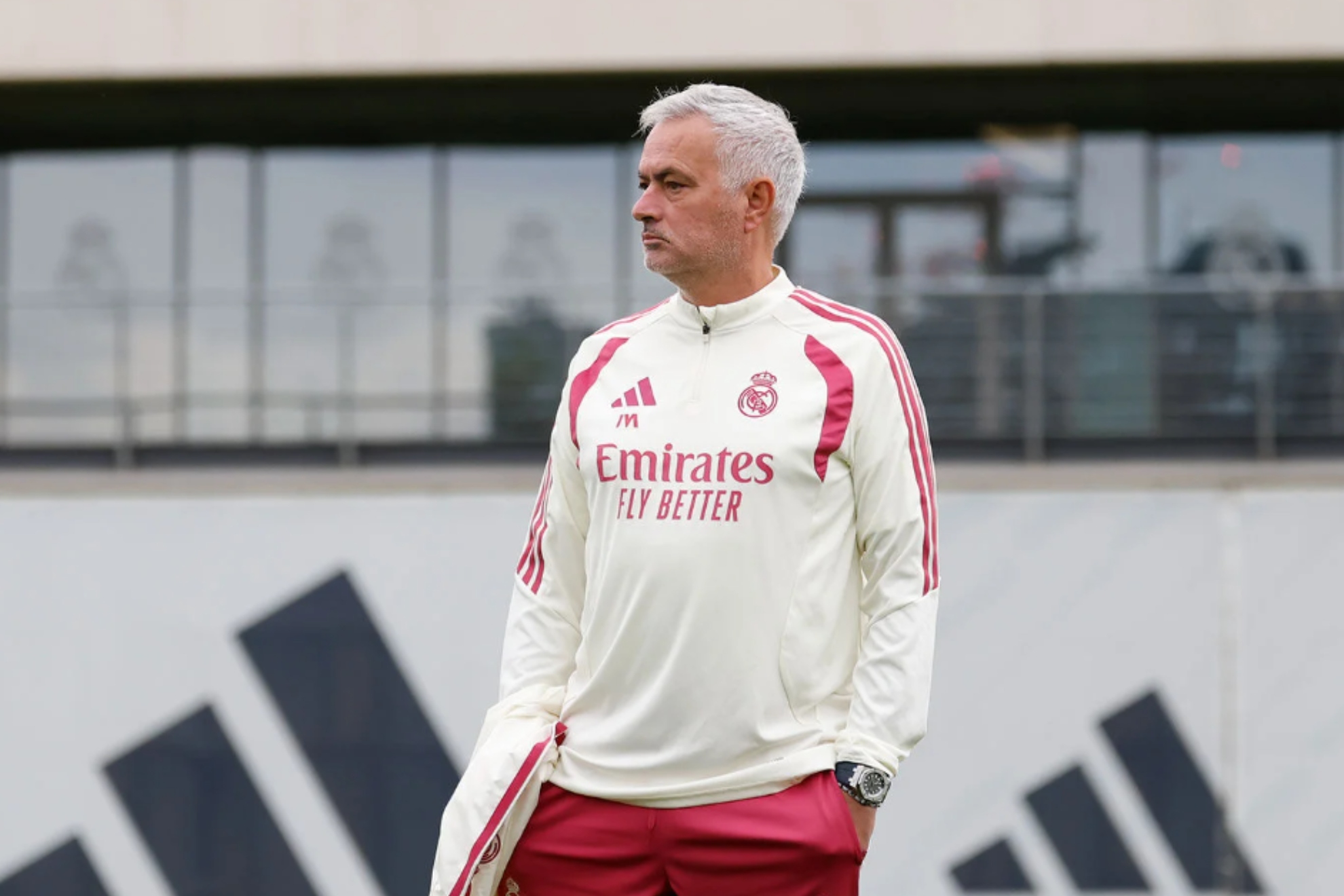 Mou, durante el entrenamiento de este miércoles en Valdebebas. REALMADRID.COM