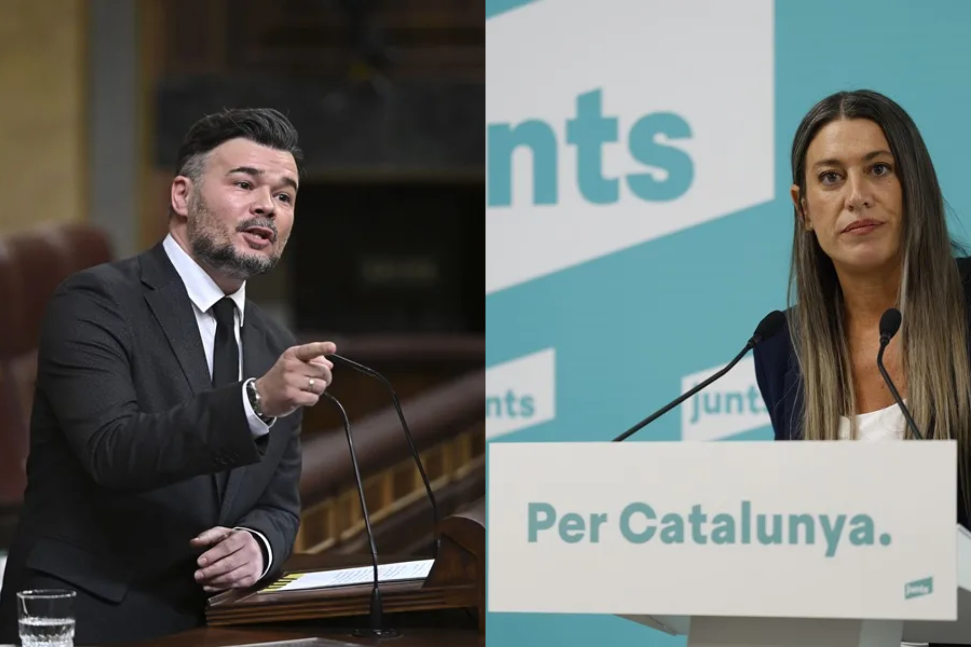Gabriel Rufian izquierda, Miriam Nogueras derecha EFE