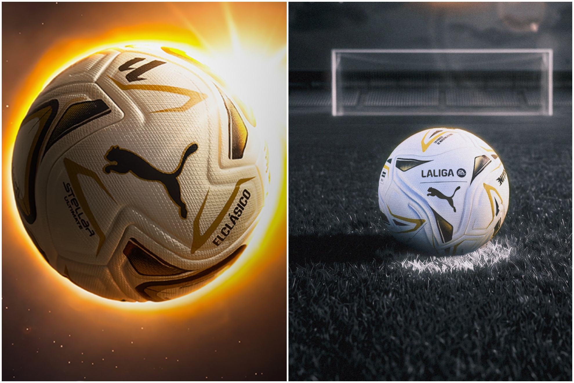 Un montaje con varias imágenes del balón. LALIGA