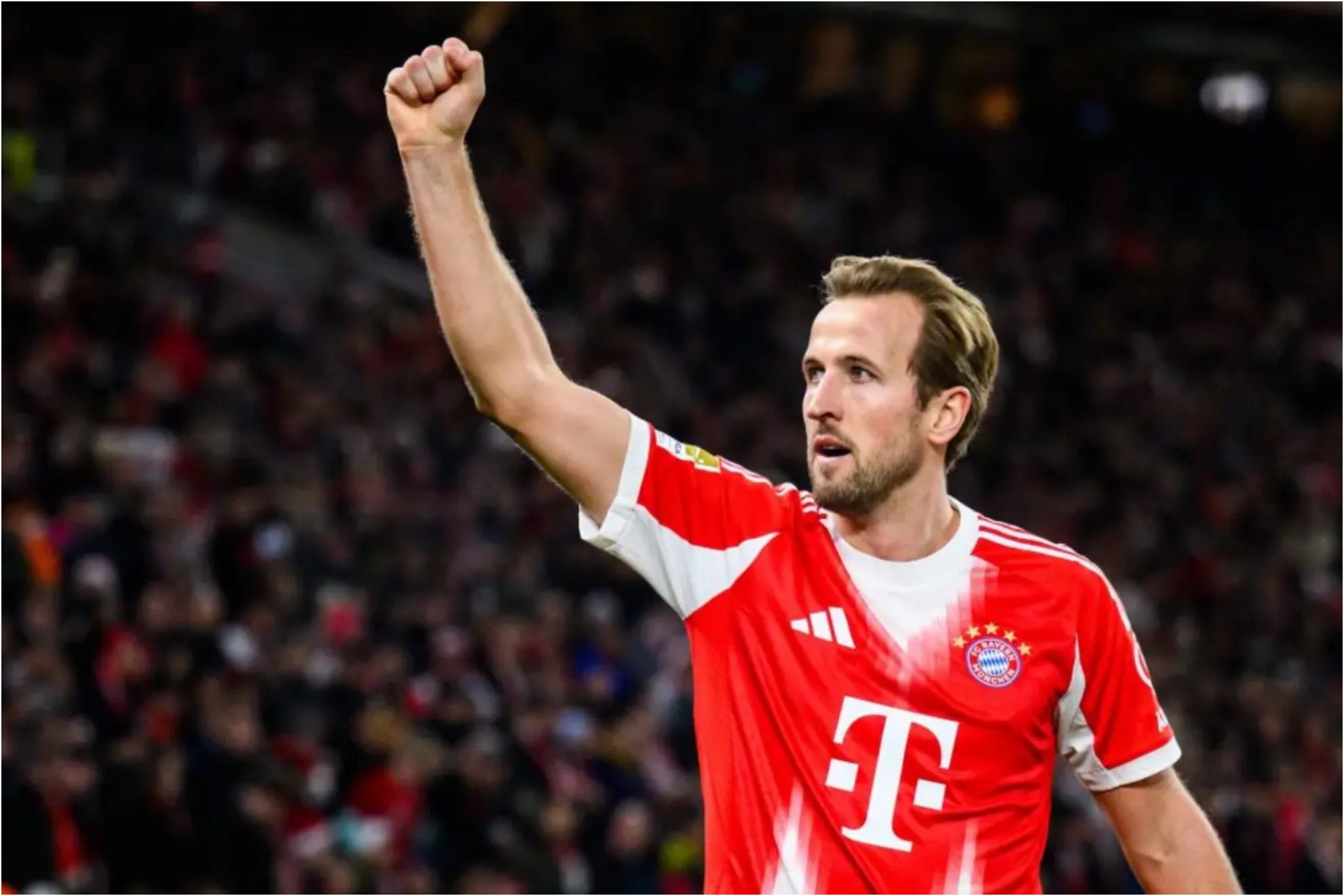 Harry Kane celebra un gol con el Bayern. LAPRESSE