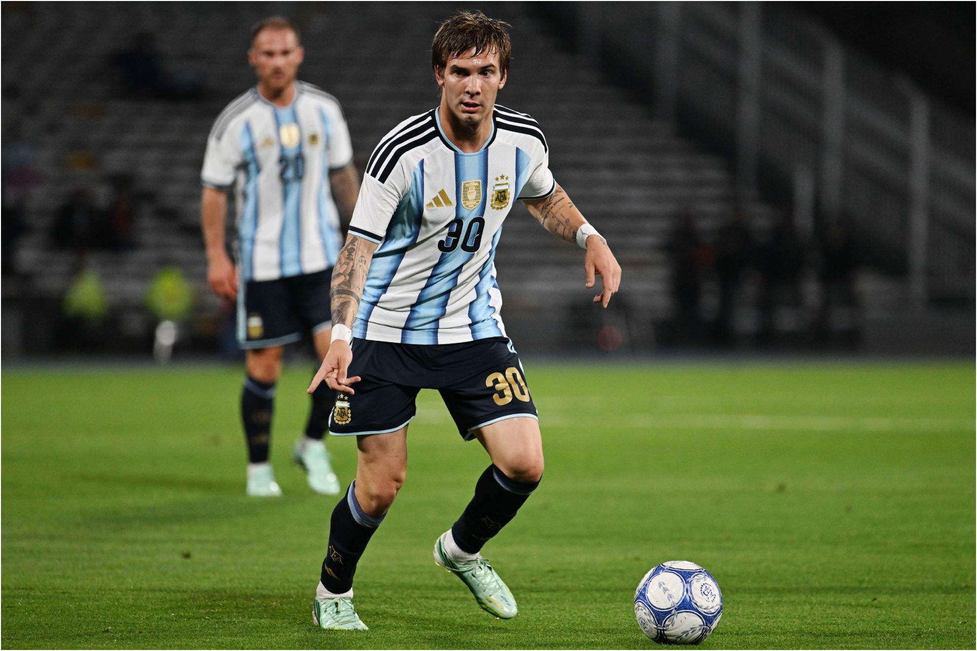 Mastantuono, con la selección argentina ante Bolivia. GettyImages