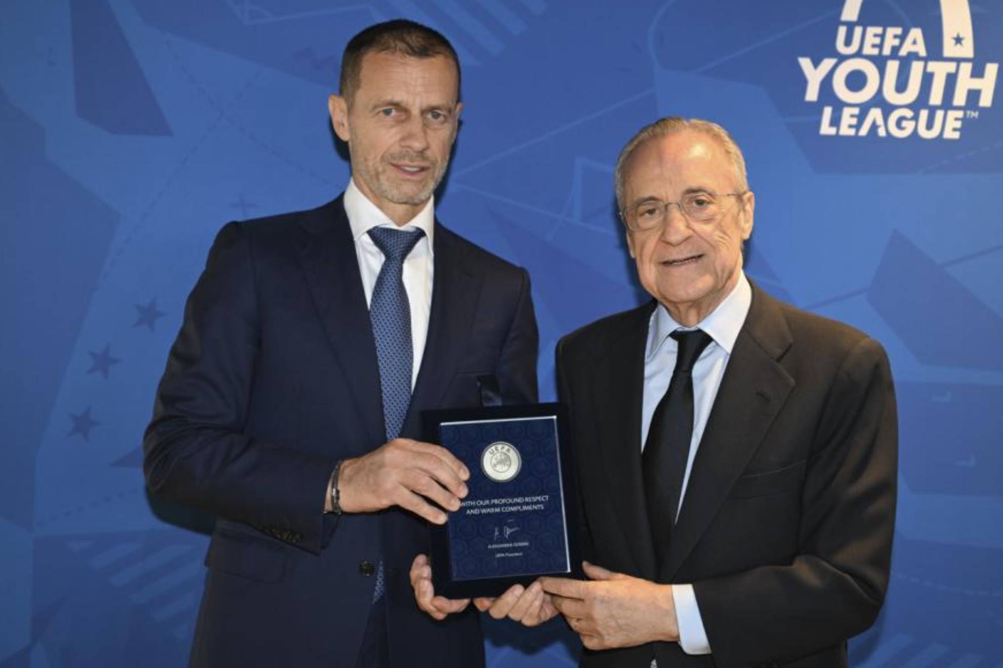 Florentino Pérez, presidente del Real Madrid, junto a Aleksander Ceferin.