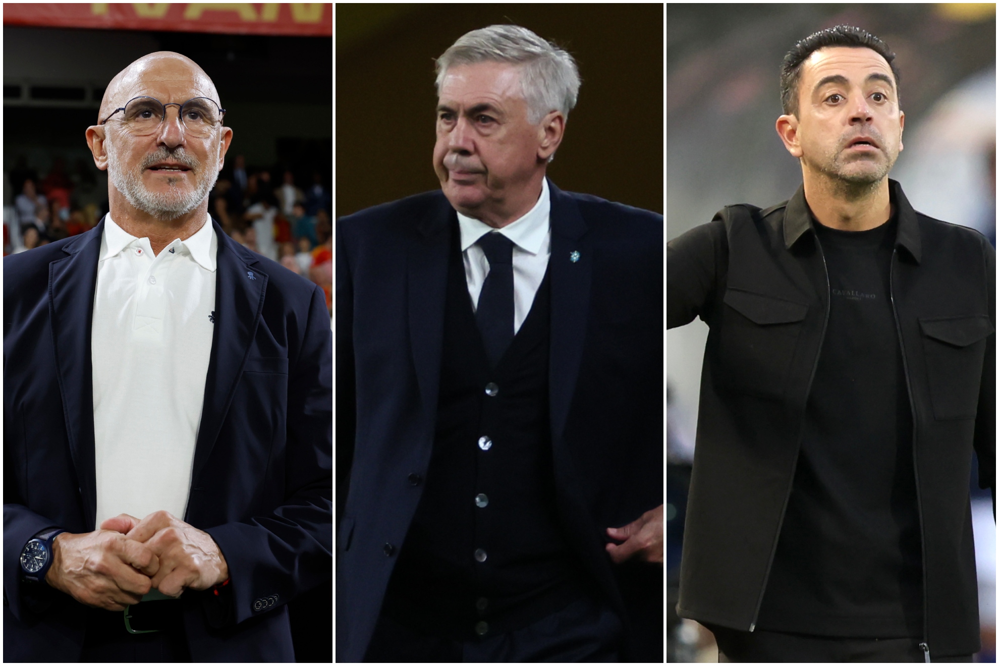 Luis de la Fuente, Ancelotti y Xavi.
