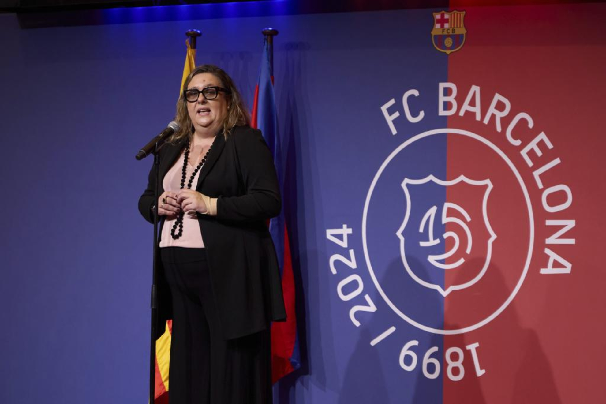 Elena Fort, durante la Asamblea. FC BARCELONA