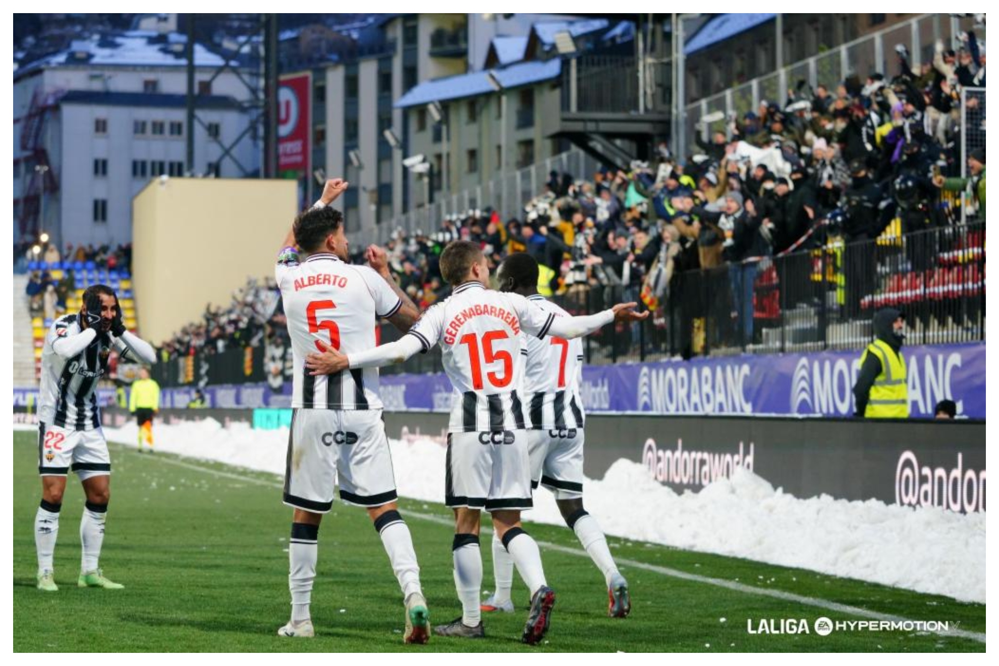 Los jugadores del Castellón celebran un gol la pasada temporada en Andorra LALIGA