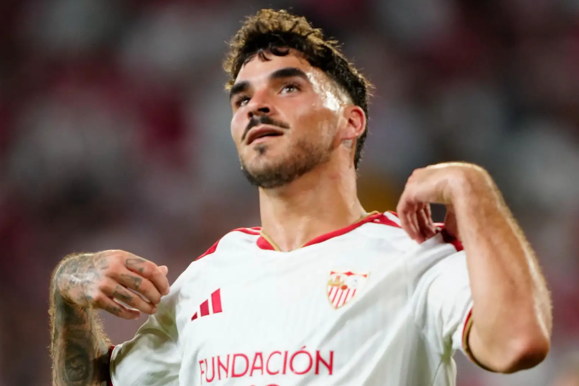 Isaac celebra su gol ante el Aston Villa en el Trofeo Antonio Puerta SEVILLA FC
