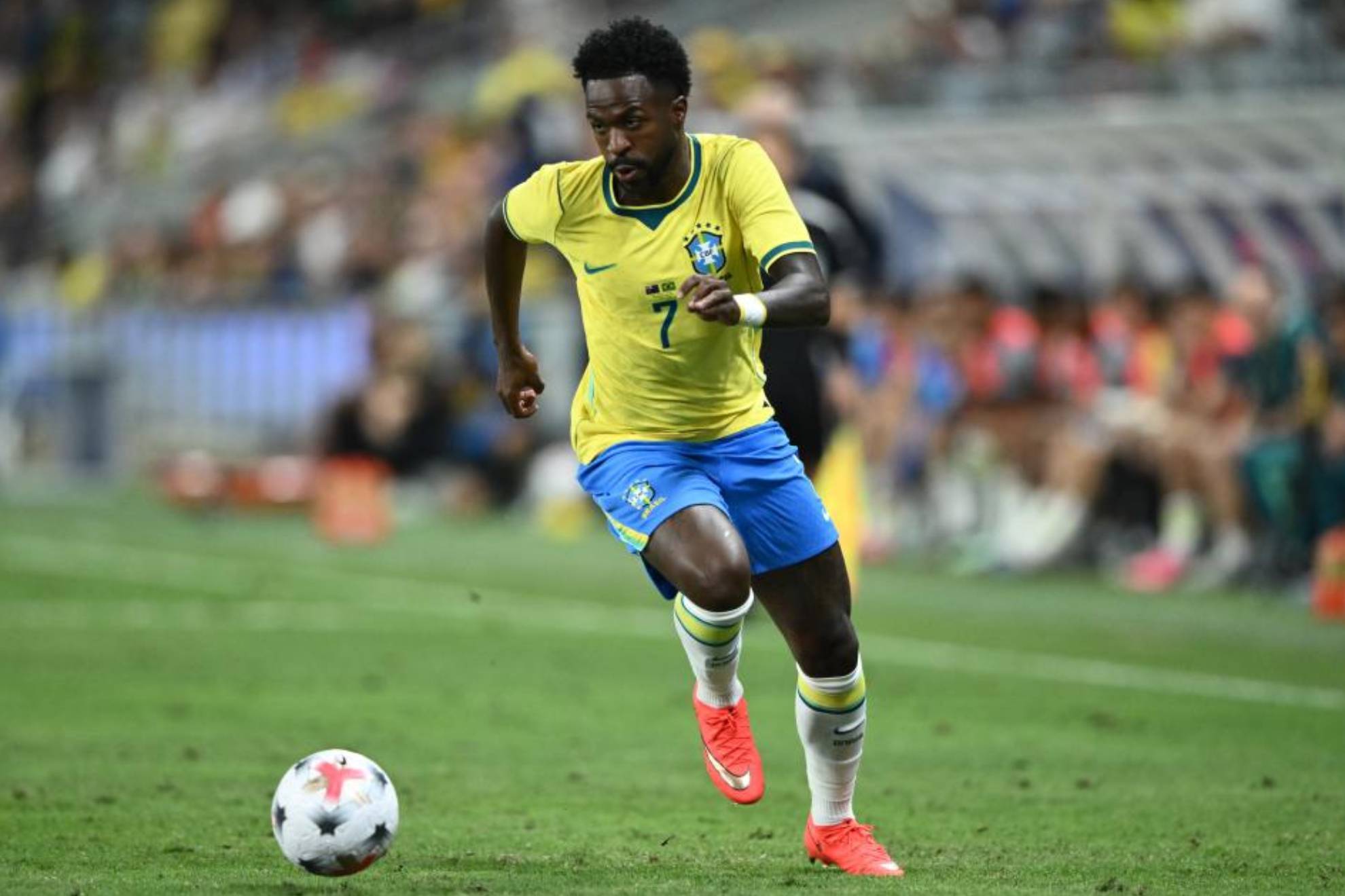 Vinicius, en el partido ante Australia de esta semana. EFE